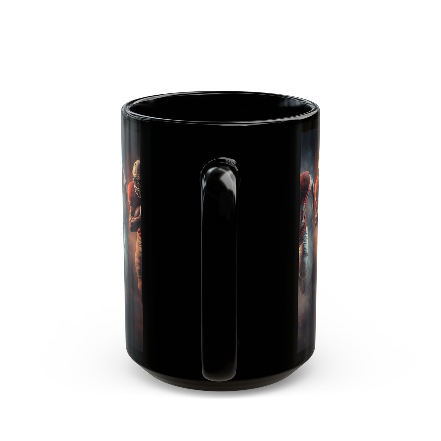 Game Day Football Player Mug — Black Ceramic Sports Coffee Cup (11oz & 15oz)