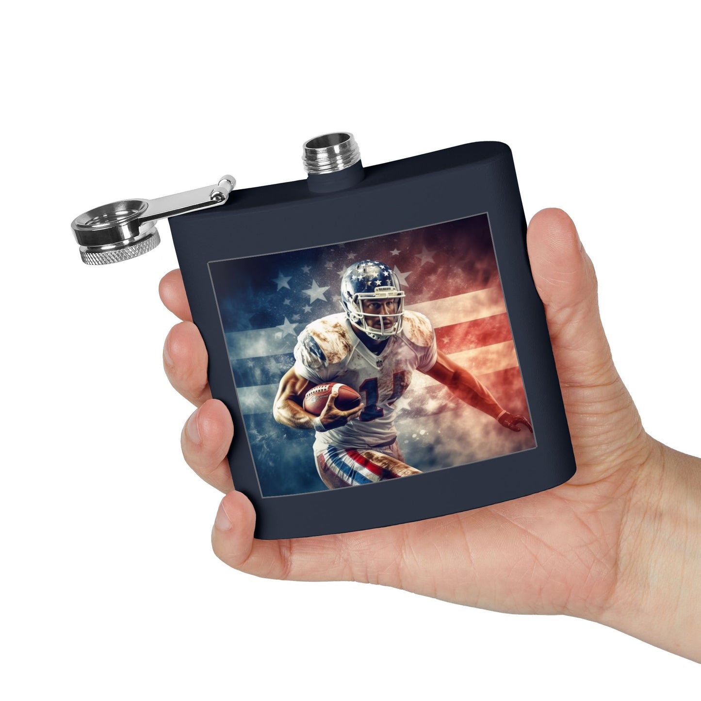 Patriotic Football Player Stainless Steel Flask — 6oz