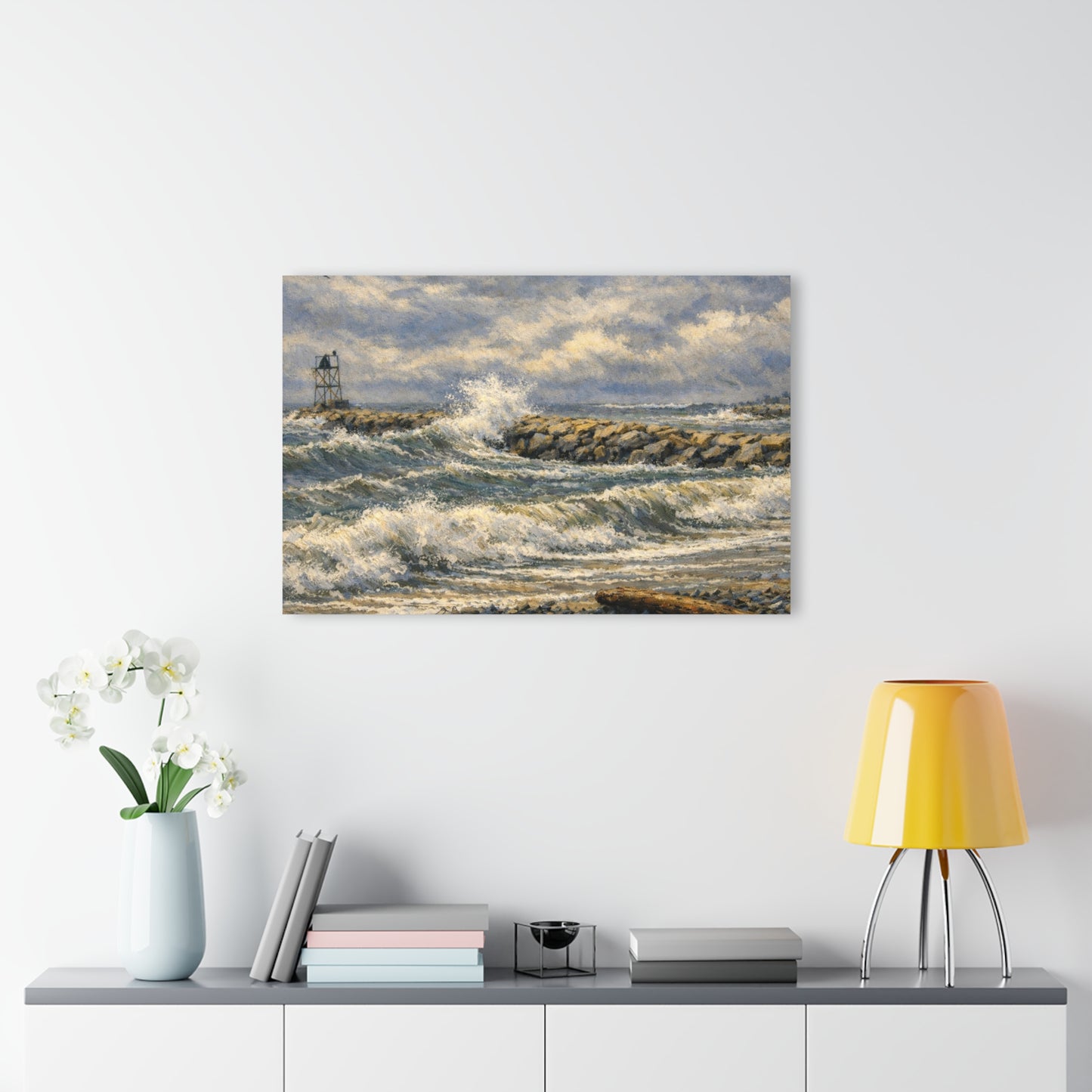 Acrylic Print — Coastal Maine Seascape: Stormy Coastal Waves (French Cleat)