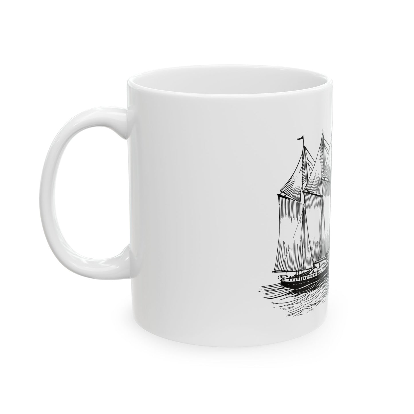 Nautical-Themed Ceramic Mug - Sailboat Design, Coffee Lovers Gift, Maritime Decor, Unique Tea Cup, Ideal for Boating Enthusiasts, Ocean