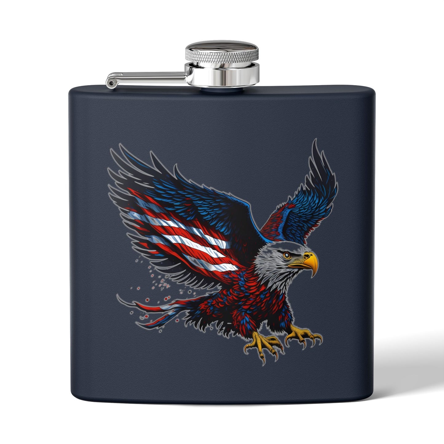 All American Eagle Patriotic Flask Stainless Steel 6oz | USA Flag Design