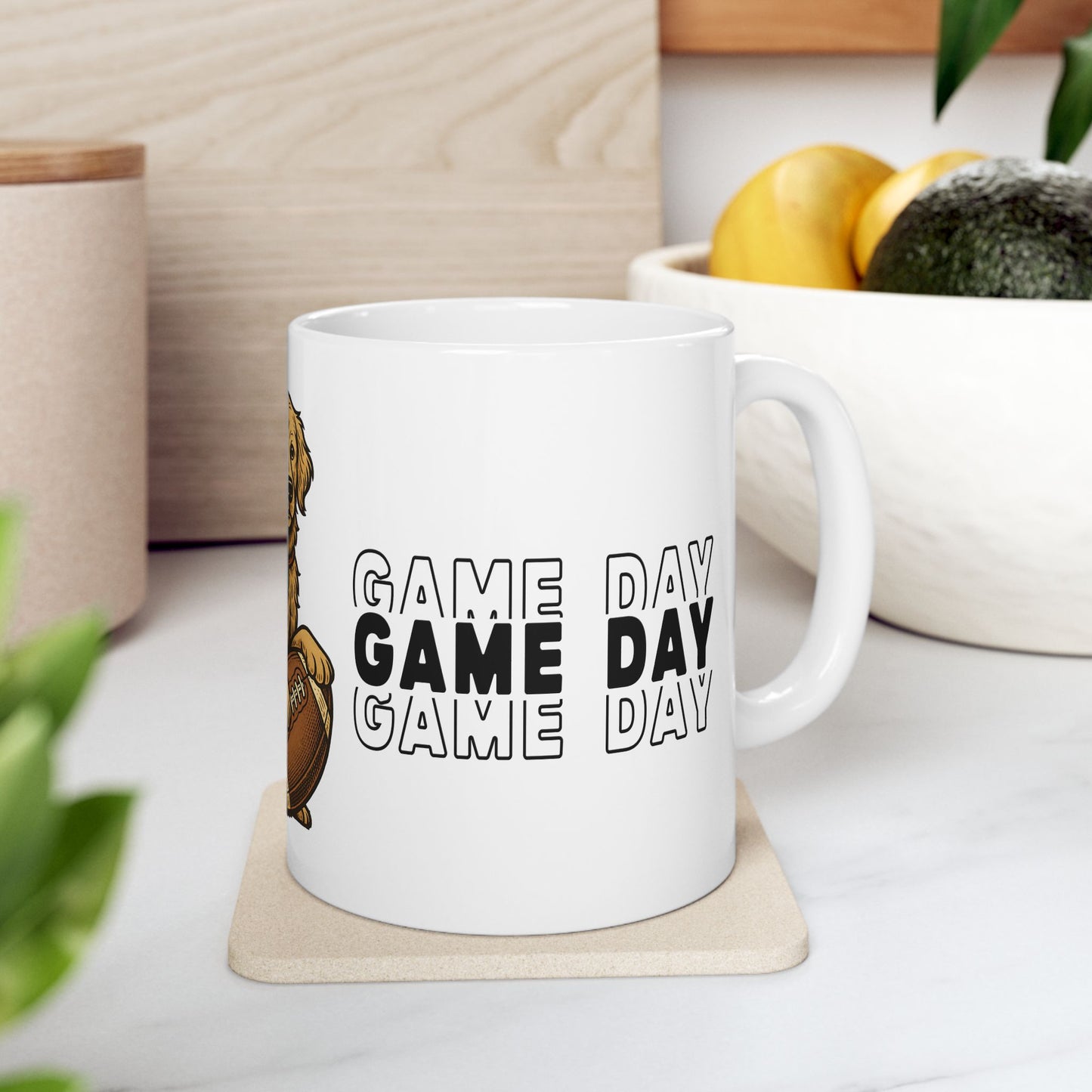 Golden Retriever with Football Mug | Game Day Coffee Cup