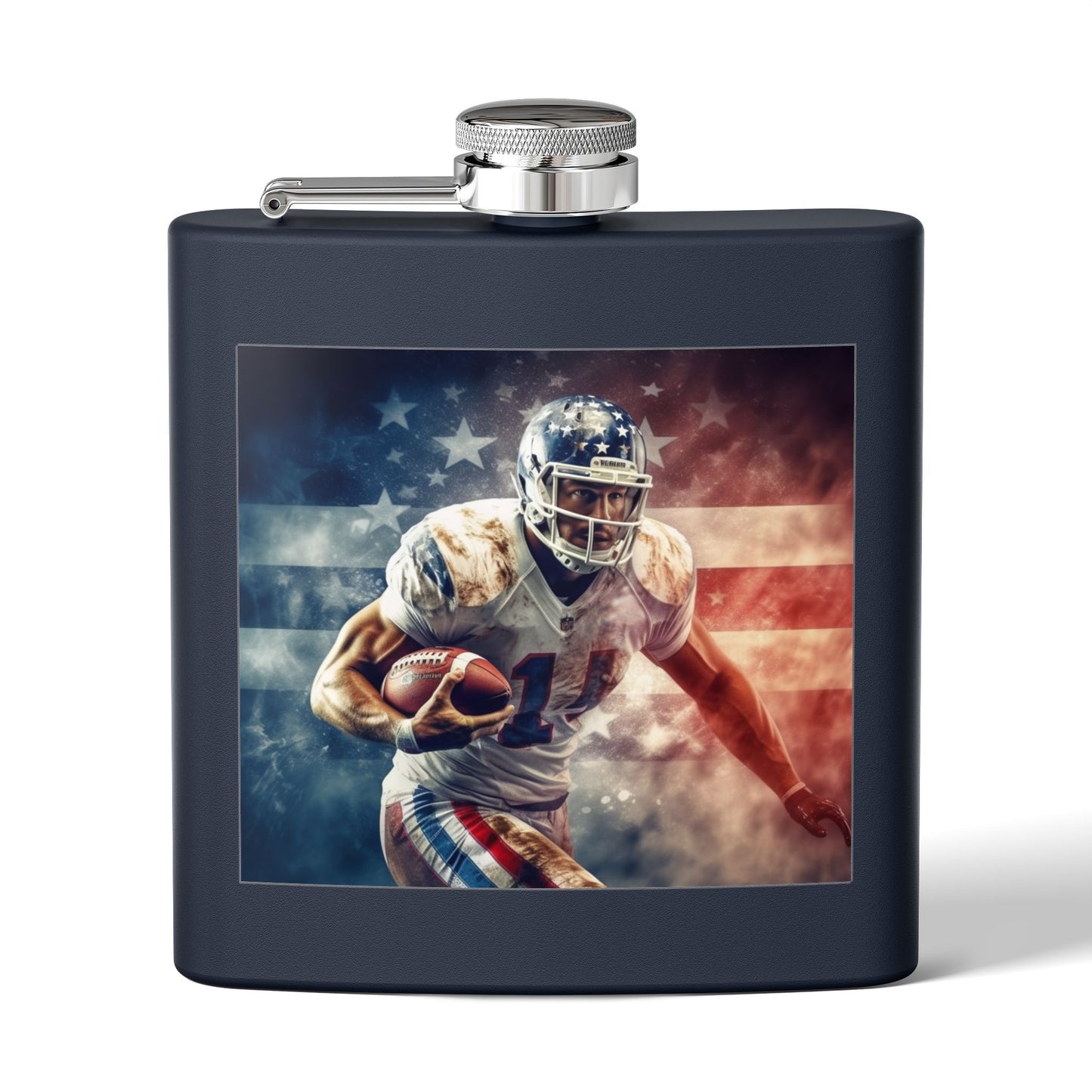 Patriotic Football Player Stainless Steel Flask — 6oz