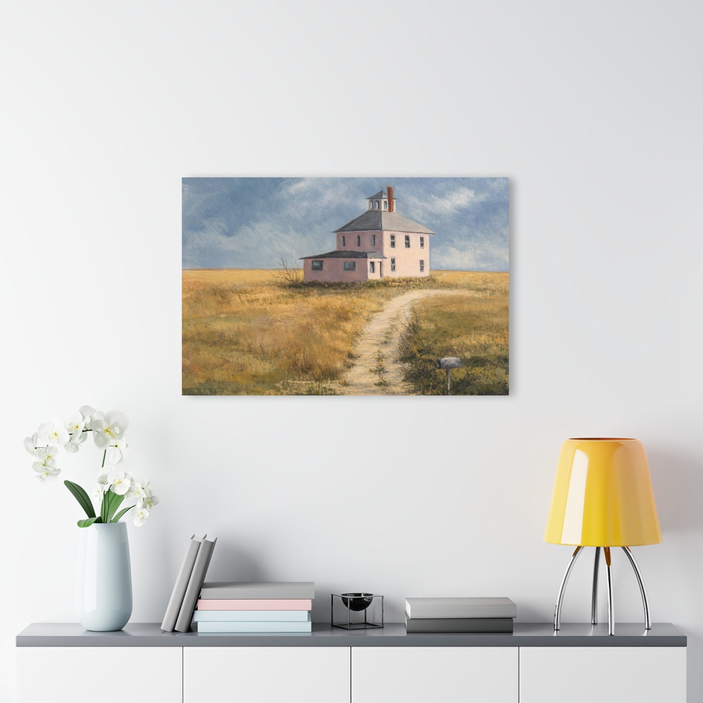 Acrylic Print — 'Sunrise Path to the Pink House' Coastal Farmhouse (French Cleat)