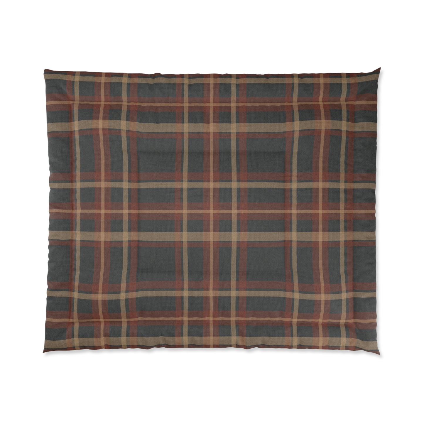Rustic Brown & Navy Tartan Plaid Comforter — Cozy Rustic Bedding