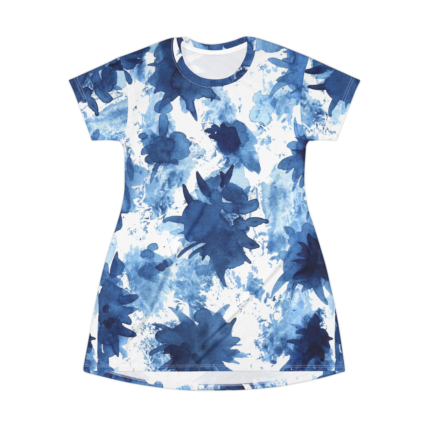 T-Shirt Dress  Indigo floral pattern | Blue Tie Dye Floral Dress