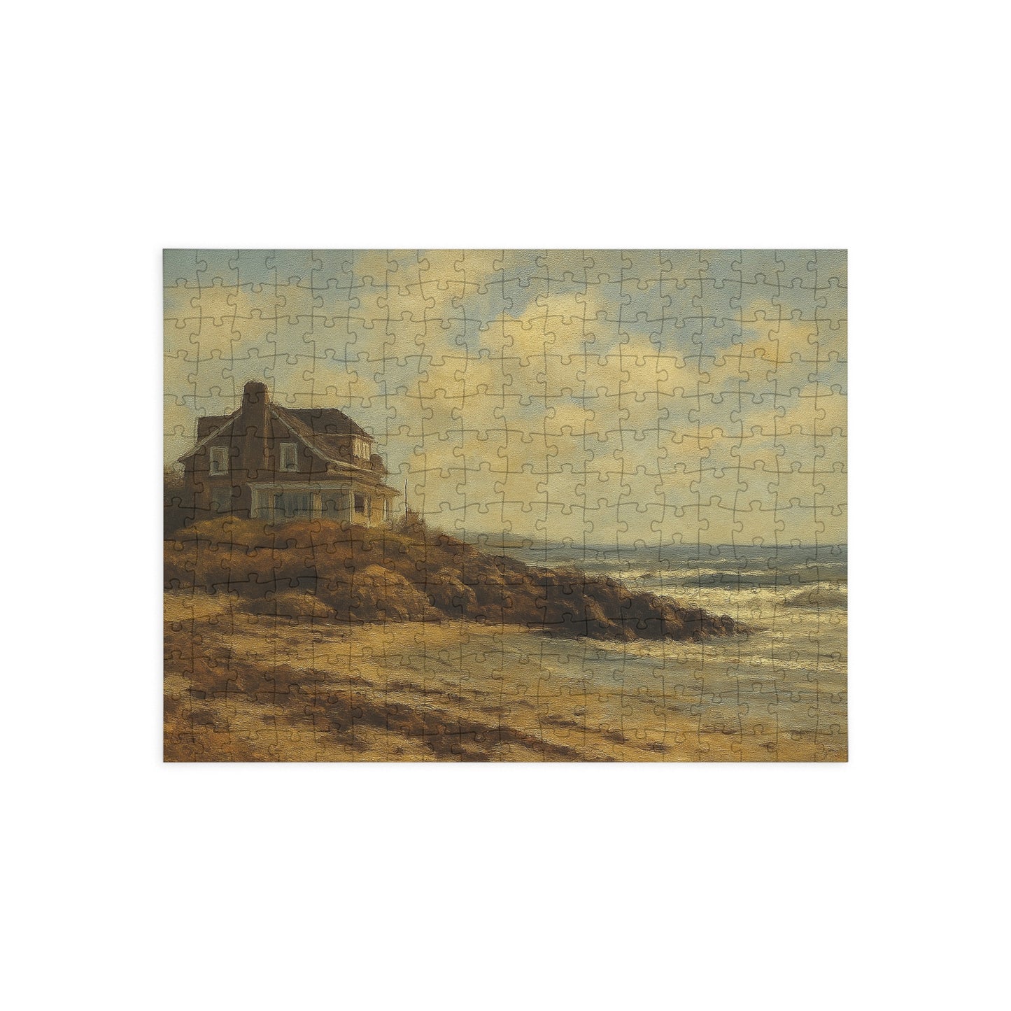 Kennebunk Beach Coastal Cottage Puzzle — Vintage Seaside Jigsaw (96–1000 Pieces)