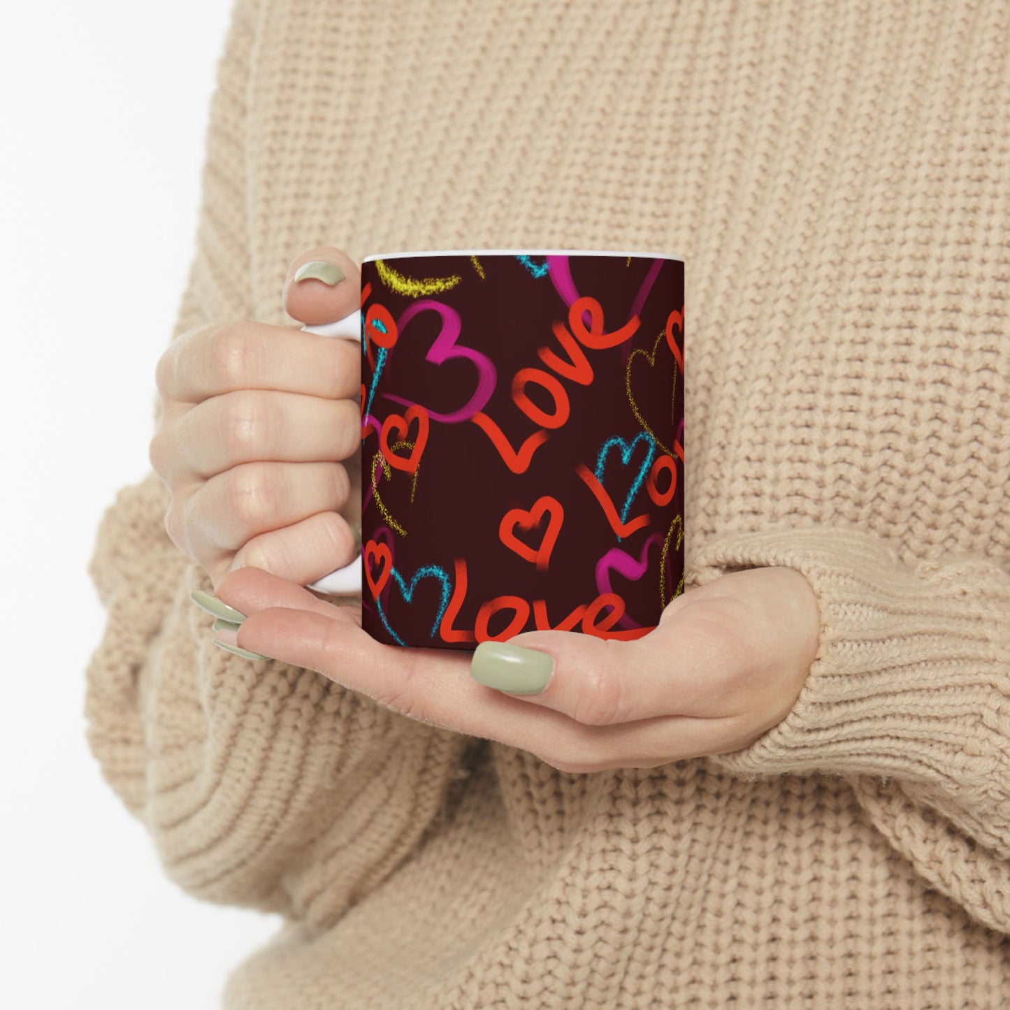 Valentine's Love Hearts Ceramic Mug (11oz & 15oz) – Valentine's Day Gift