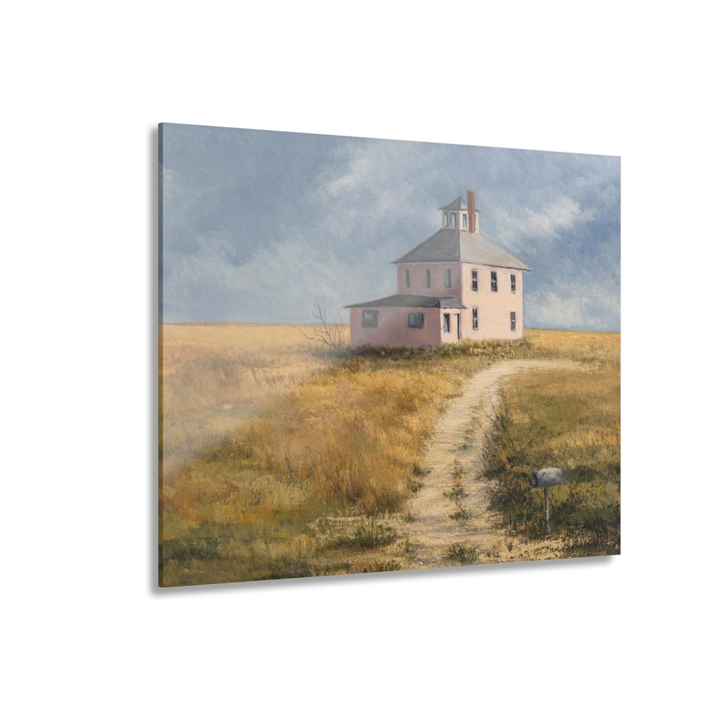 Acrylic Print — 'Sunrise Path to the Pink House' Coastal Farmhouse (French Cleat)