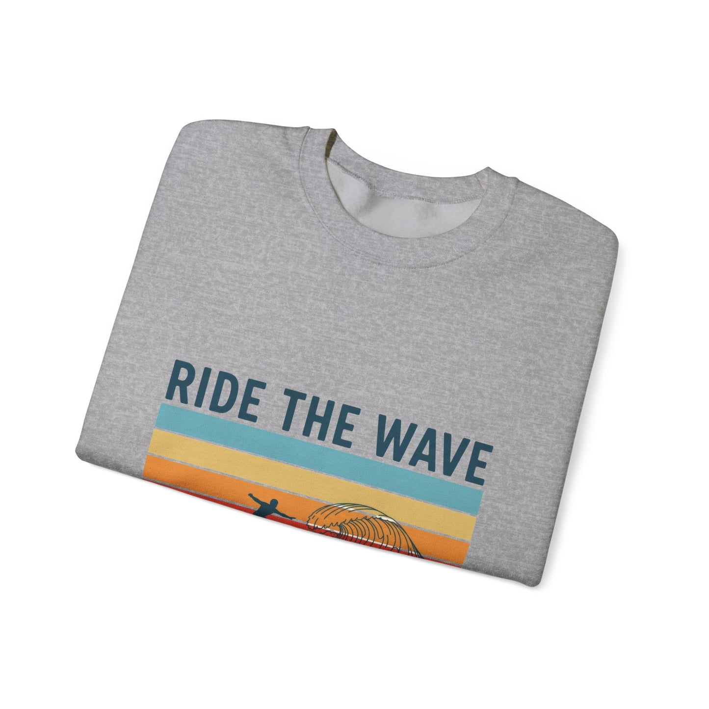 Ride the Wave Crewneck Sweatshirt — Retro Surf Wave Action