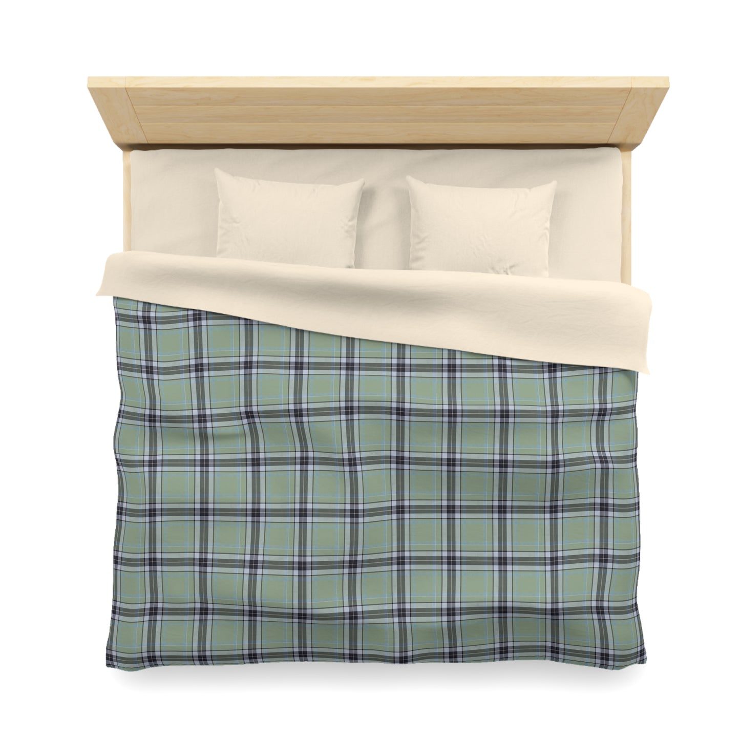 Green Plaid Pattern Microfiber Duvet Cover | Tartan Check Bedding
