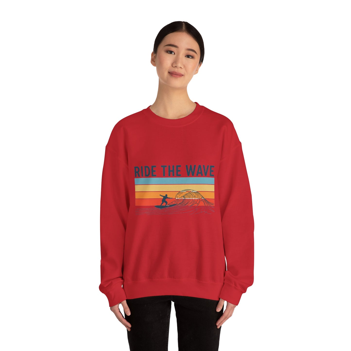 Ride the Wave Crewneck Sweatshirt — Retro Surf Wave Action