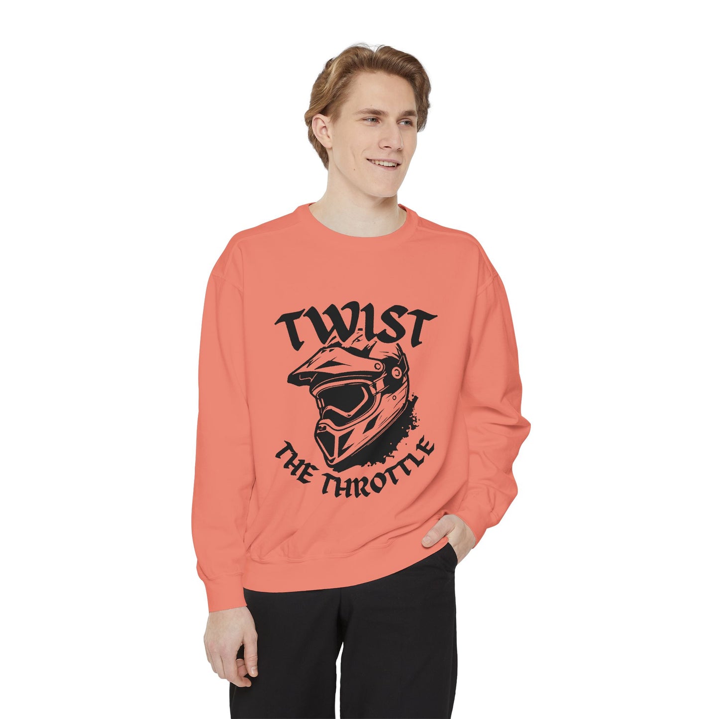 Twist the Throttle Motorcycle Helmet Sweatshirt — Biker Graphic Pullover