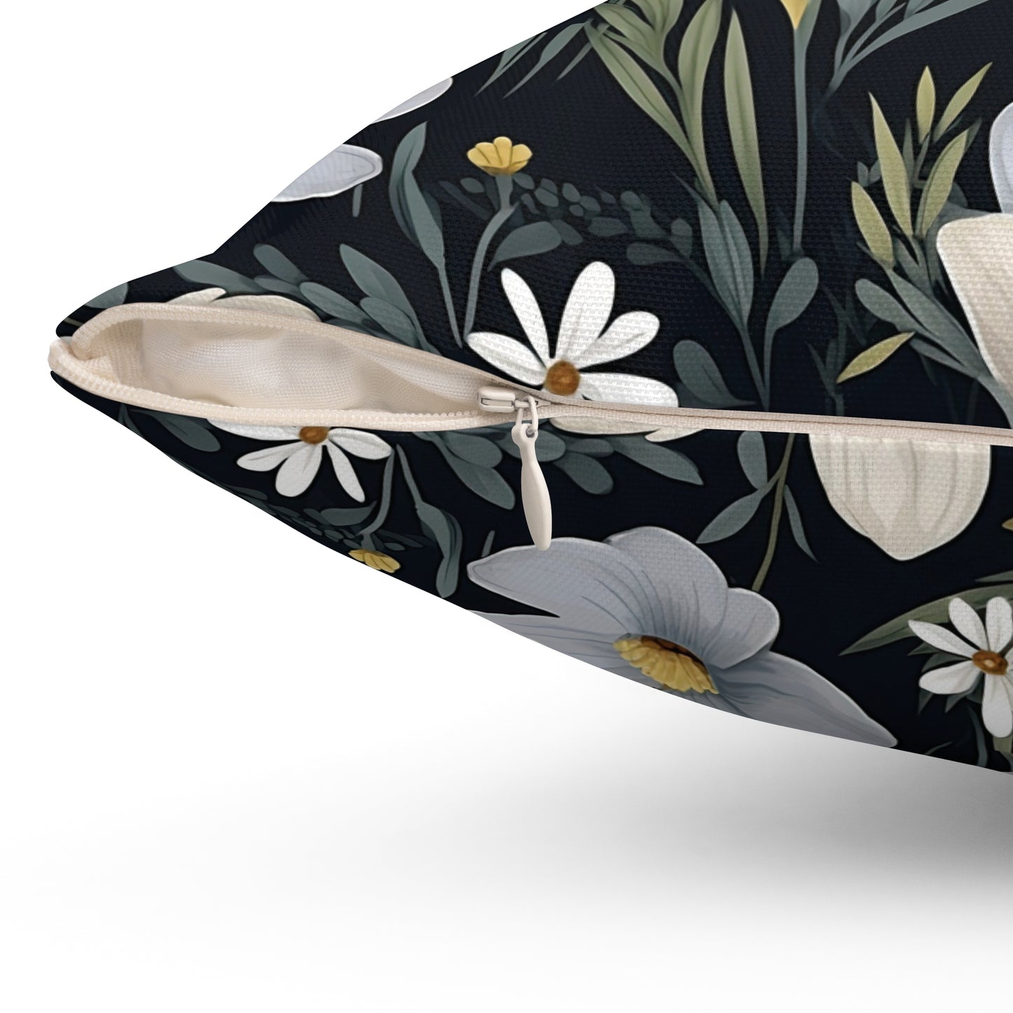 Floral Decorative Spun Polyester Throw Pillow — Decorative Floral Spun Pillow for Home Decor