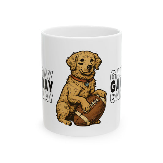 Golden Retriever with Football Mug | Game Day Coffee Cup