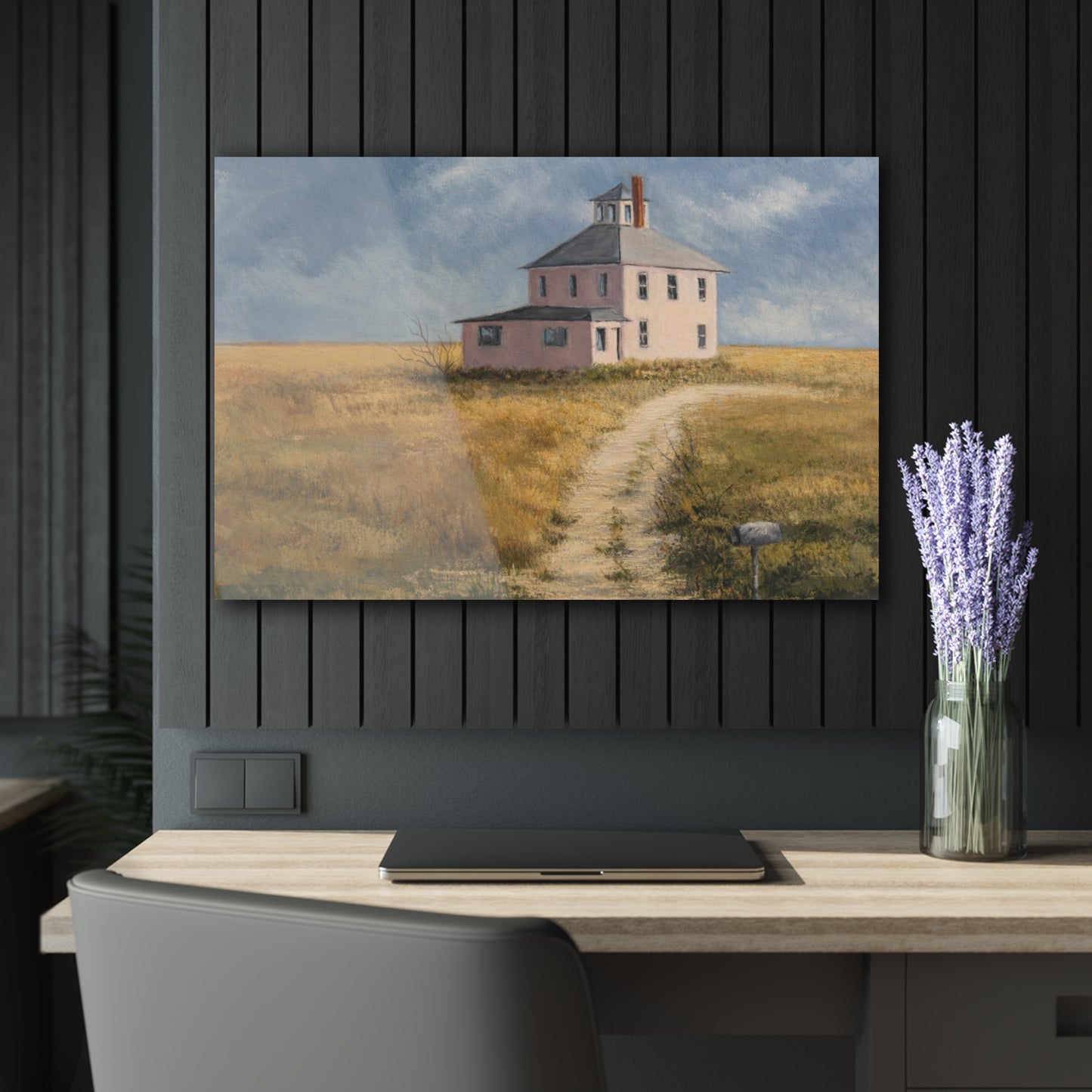 Acrylic Print — 'Sunrise Path to the Pink House' Coastal Farmhouse (French Cleat)