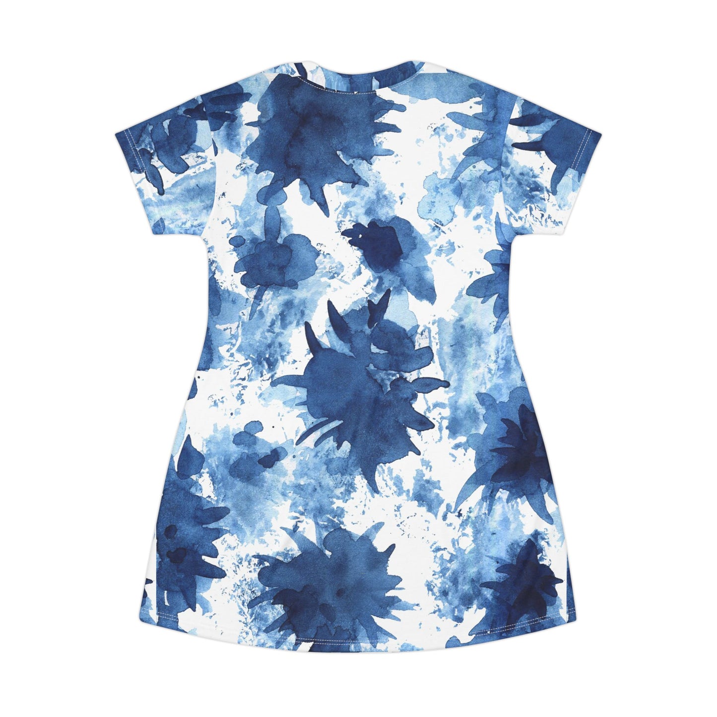 T-Shirt Dress  Indigo floral pattern | Blue Tie Dye Floral Dress