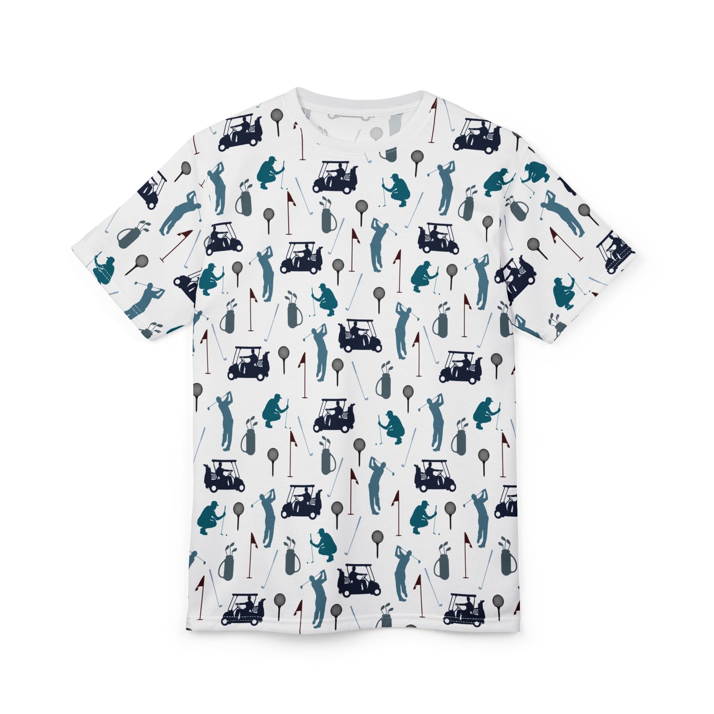 Golf Pattern Tee | All-Over Print Golfers, Clubs, Carts