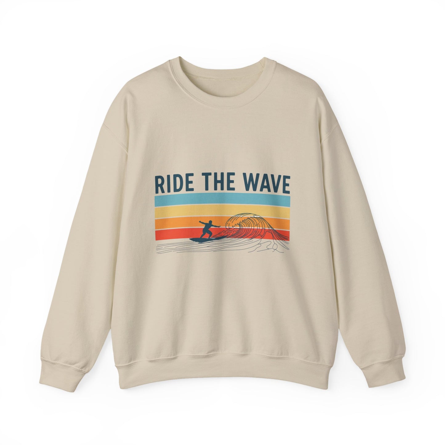 Ride the Wave Crewneck Sweatshirt — Retro Surf Wave Action