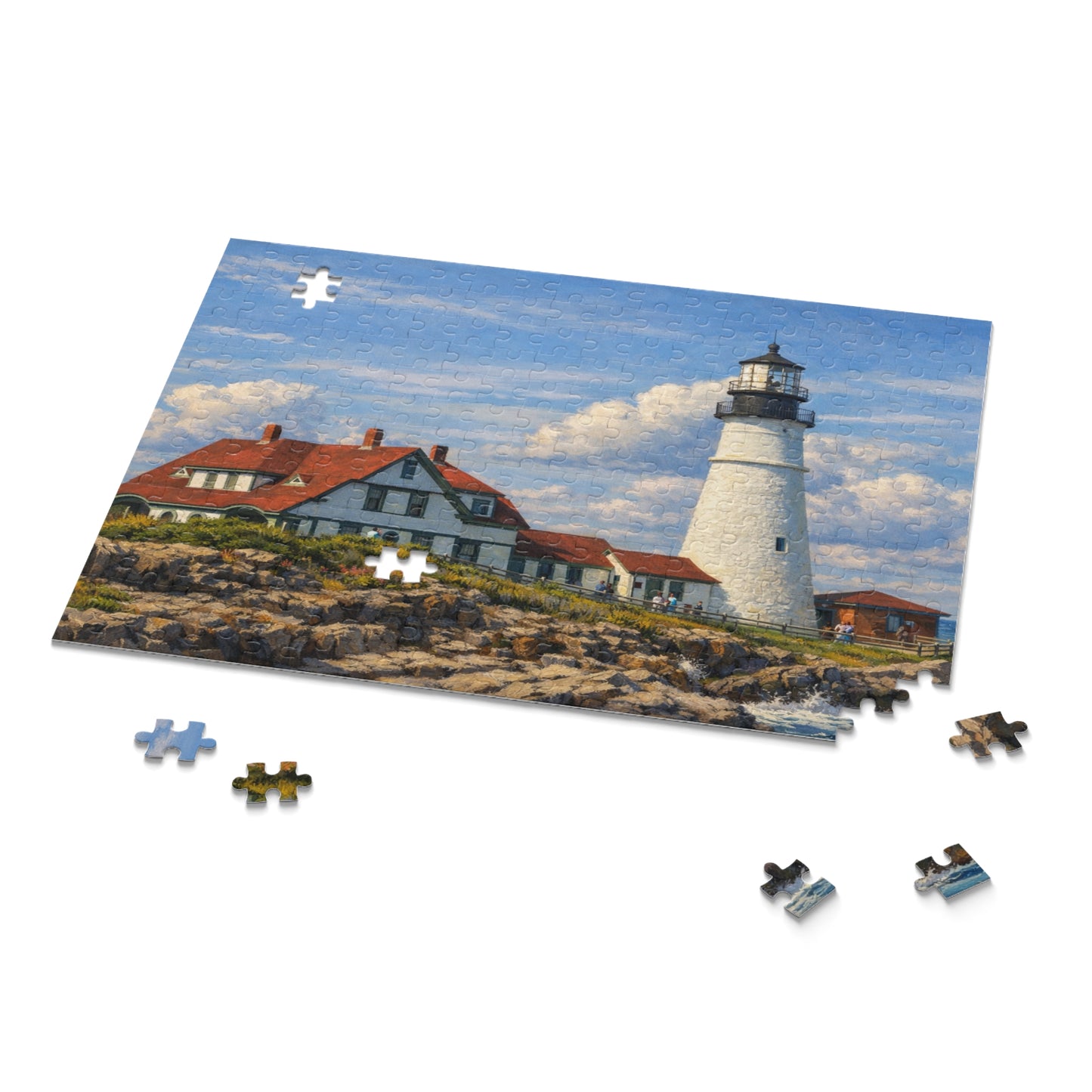 Portland Maine Lighthouse Jigsaw Puzzle — 120/252/500-Piece Coastal Scenic Puzzle
