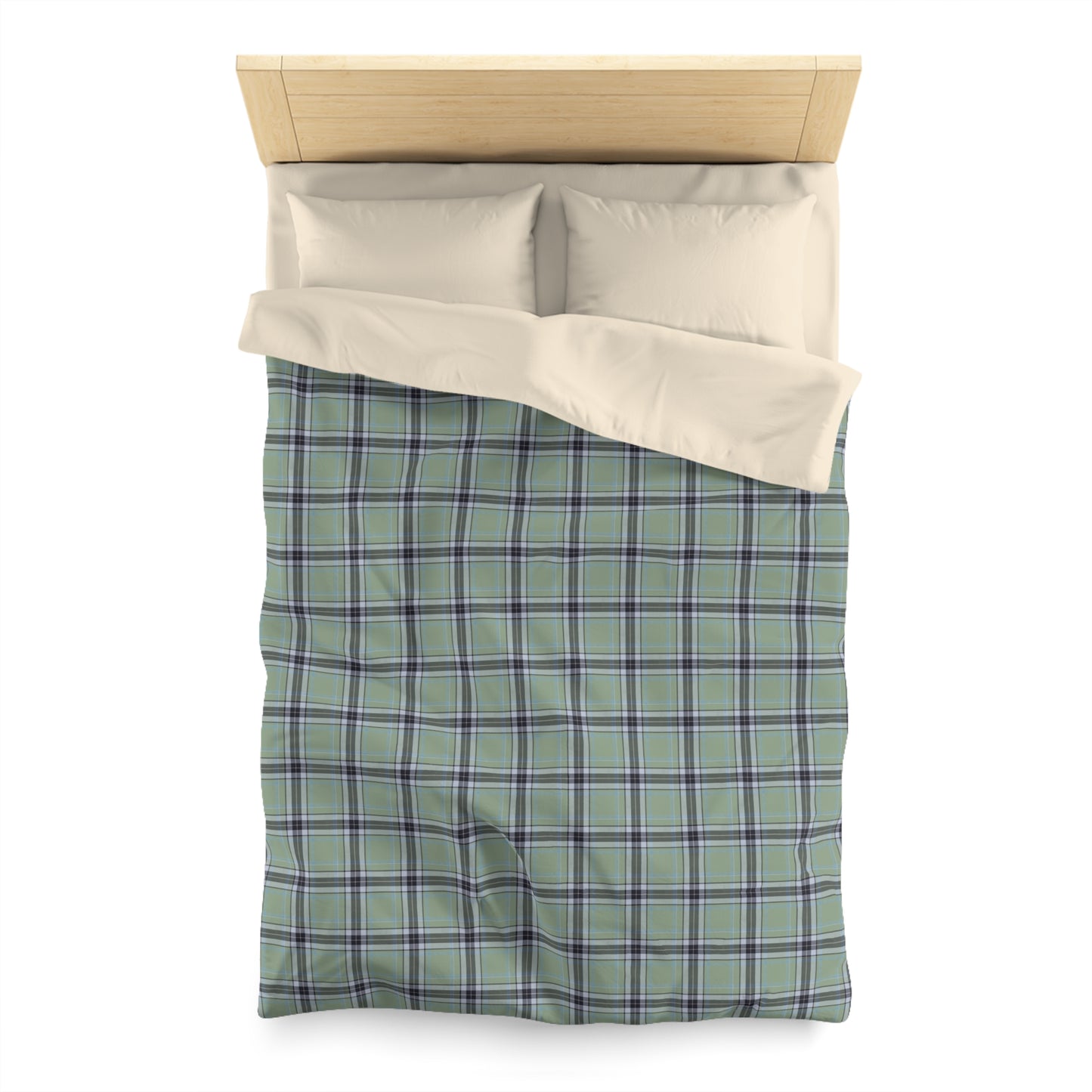 Green Plaid Pattern Microfiber Duvet Cover | Tartan Check Bedding