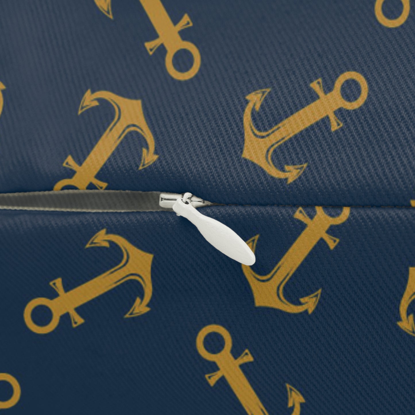 Navy Gold Anchor Lumbar Pillow – Nautical Decorative Throw Pillow