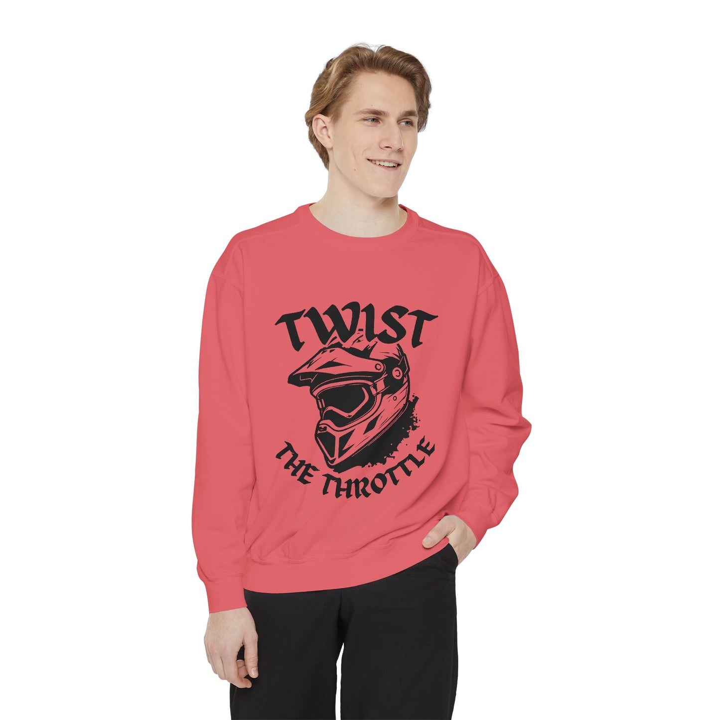 Twist the Throttle Motorcycle Helmet Sweatshirt — Biker Graphic Pullover