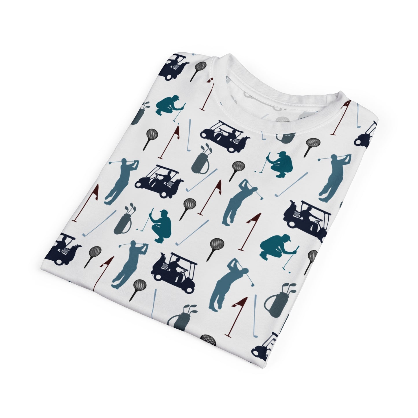 Golf Pattern Tee | All-Over Print Golfers, Clubs, Carts