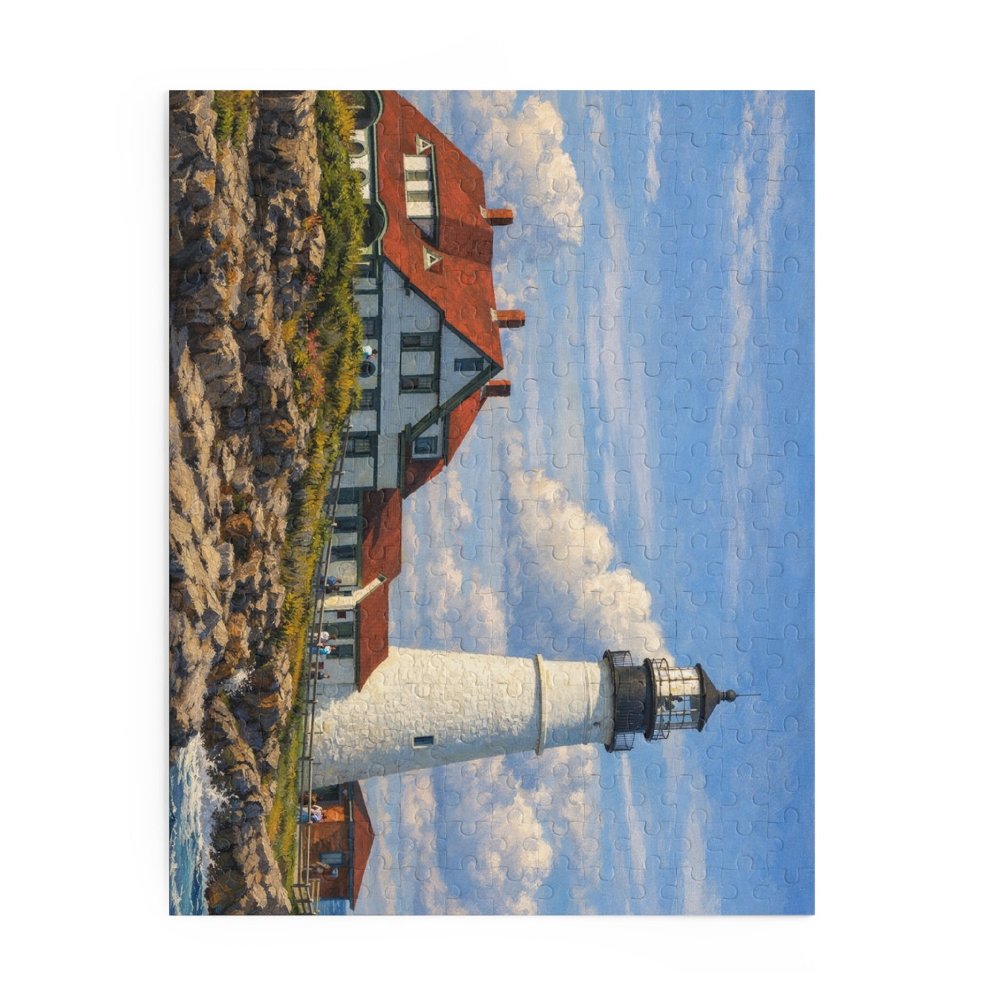 Portland Maine Lighthouse Jigsaw Puzzle — 120/252/500-Piece Coastal Scenic Puzzle