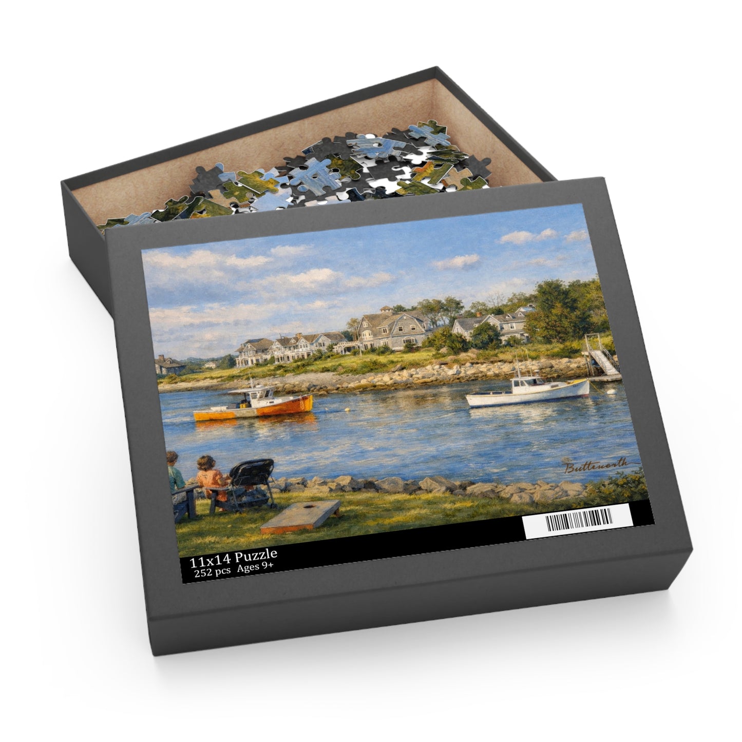 Kennebunkport Coastal Harbor Puzzle — Scenic Maine Beach Jigsaw (120/252/500 pc)