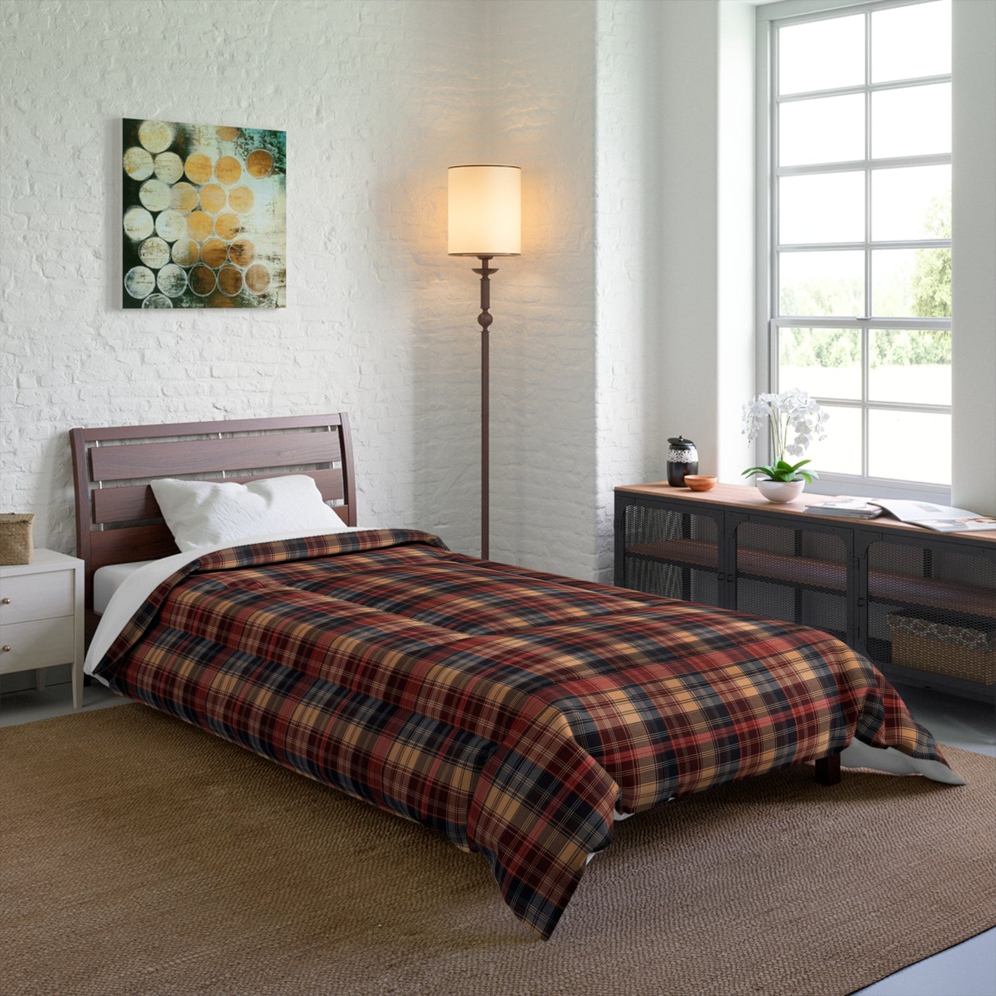 Buffalo Check Plaid Comforter — Rustic Red & Navy Bedding