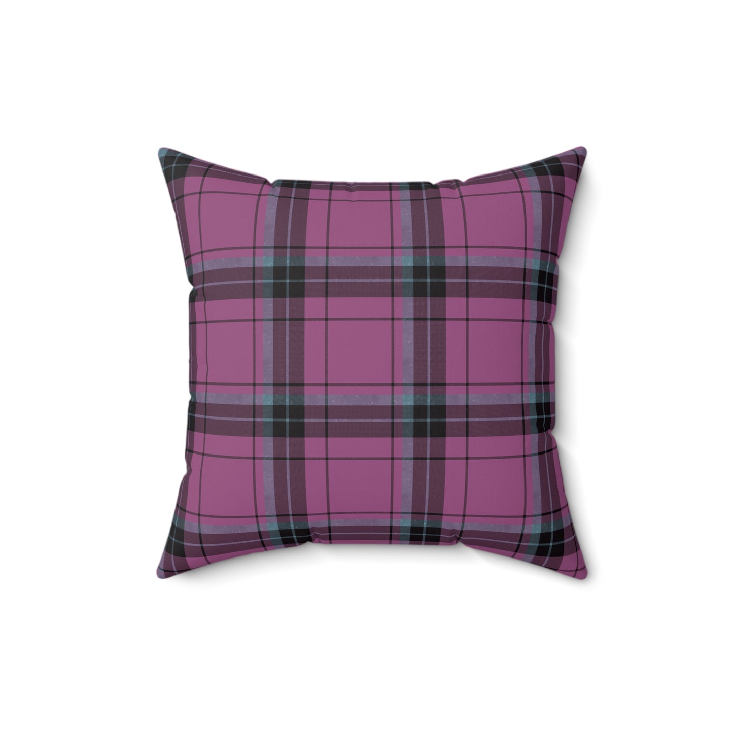 Purple Plaid Throw Pillow - Square Spun Polyester Decorative Cushion