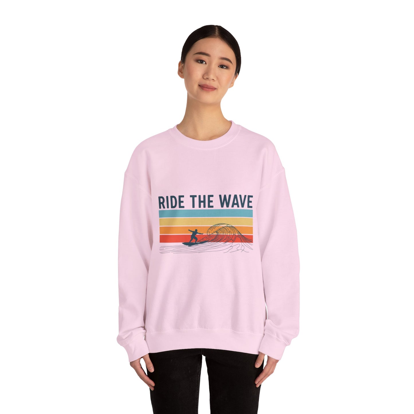 Ride the Wave Crewneck Sweatshirt — Retro Surf Wave Action