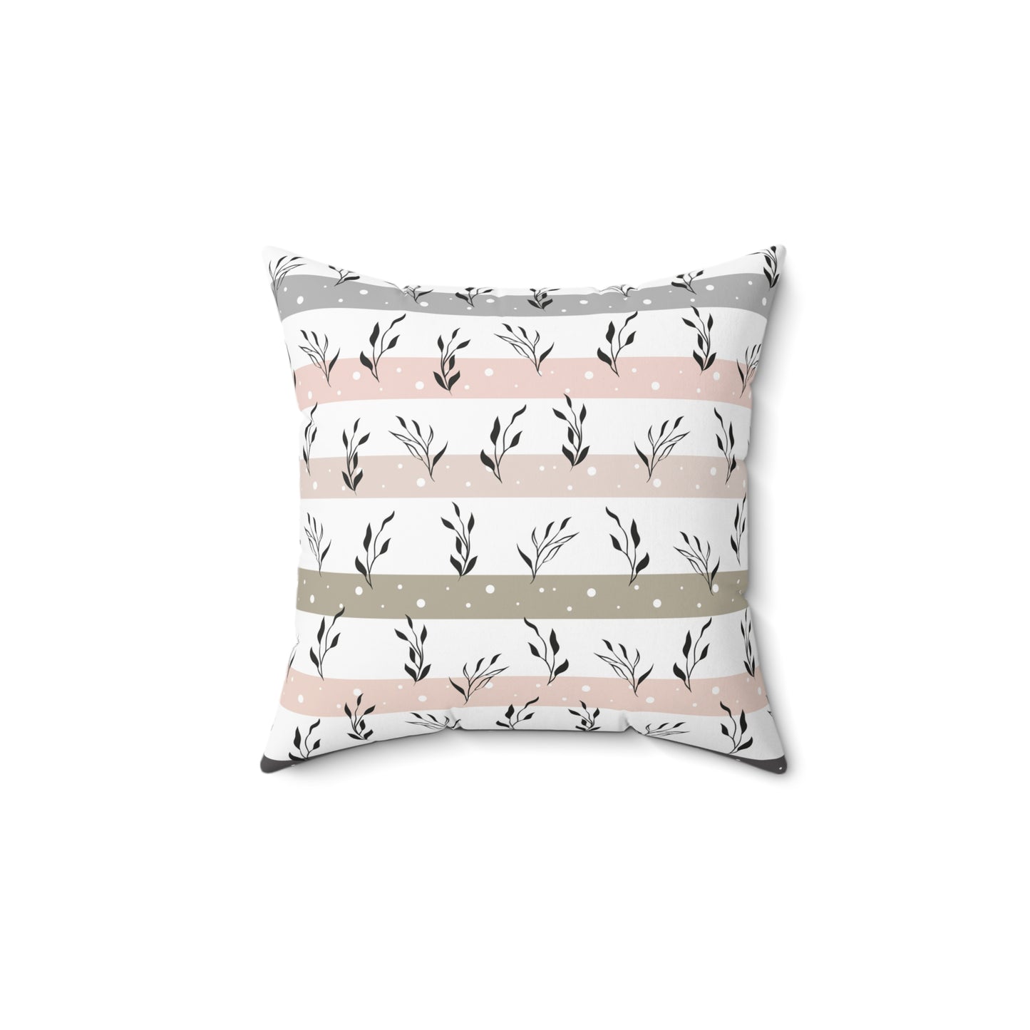 Botanical Leaf Striped Throw Pillow — Blush & Sage Decorative Cushion