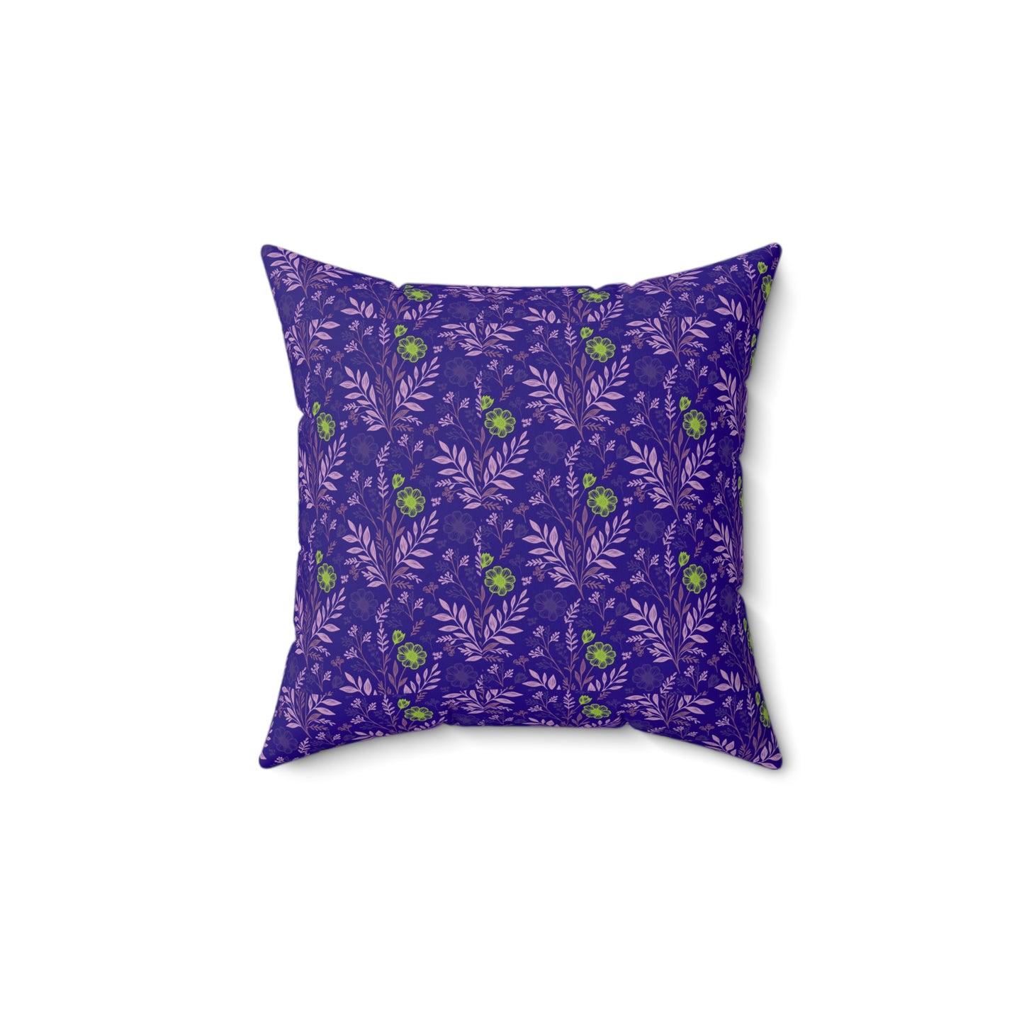 Purple Floral Throw Pillow — Botanical Pattern Spun Polyester Square Pillow
