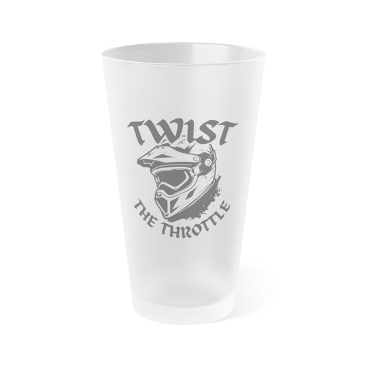 Twist The Throttle Frosted Pint Glass - 16oz Motorcycle Helmet Beer Glass