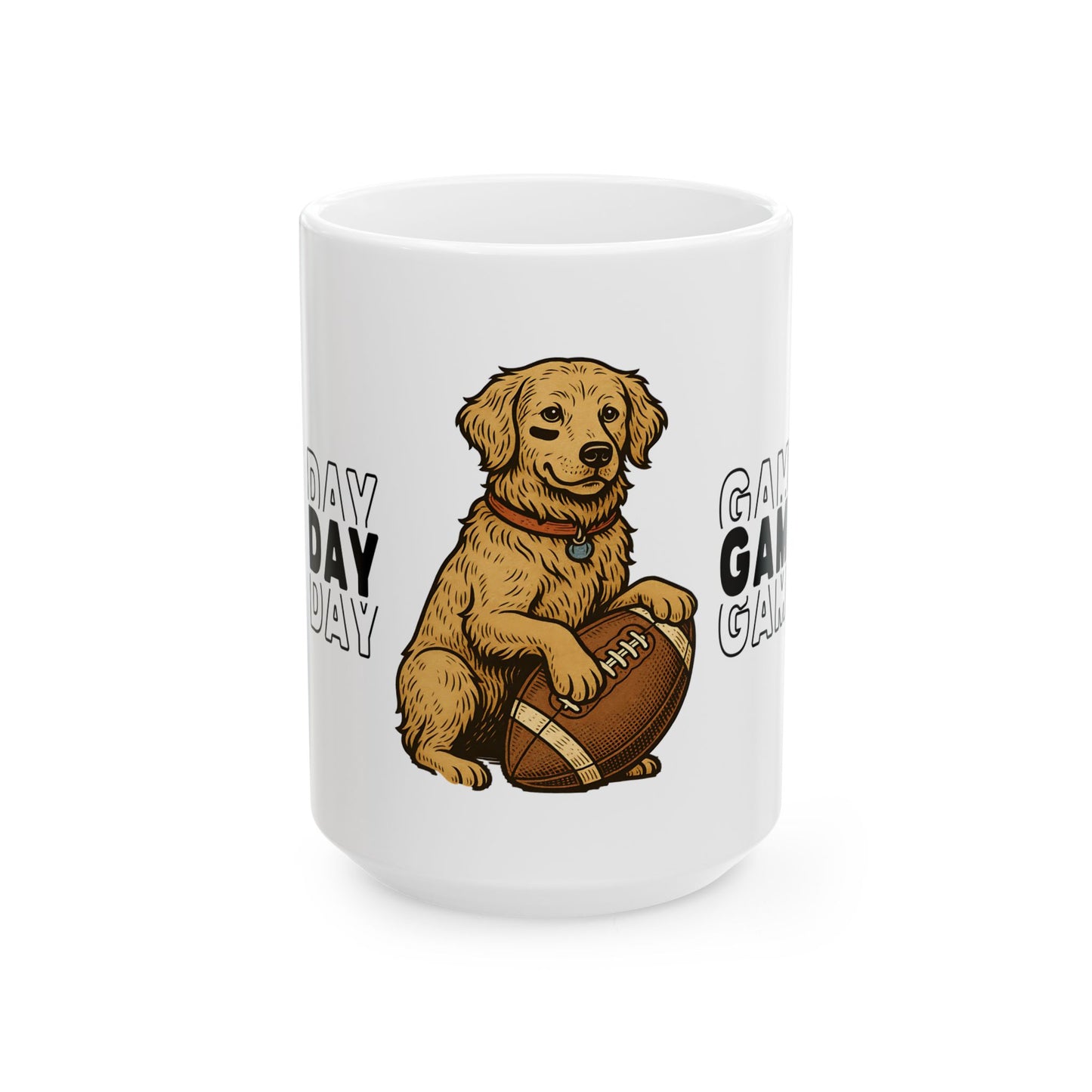 Golden Retriever with Football Mug | Game Day Coffee Cup