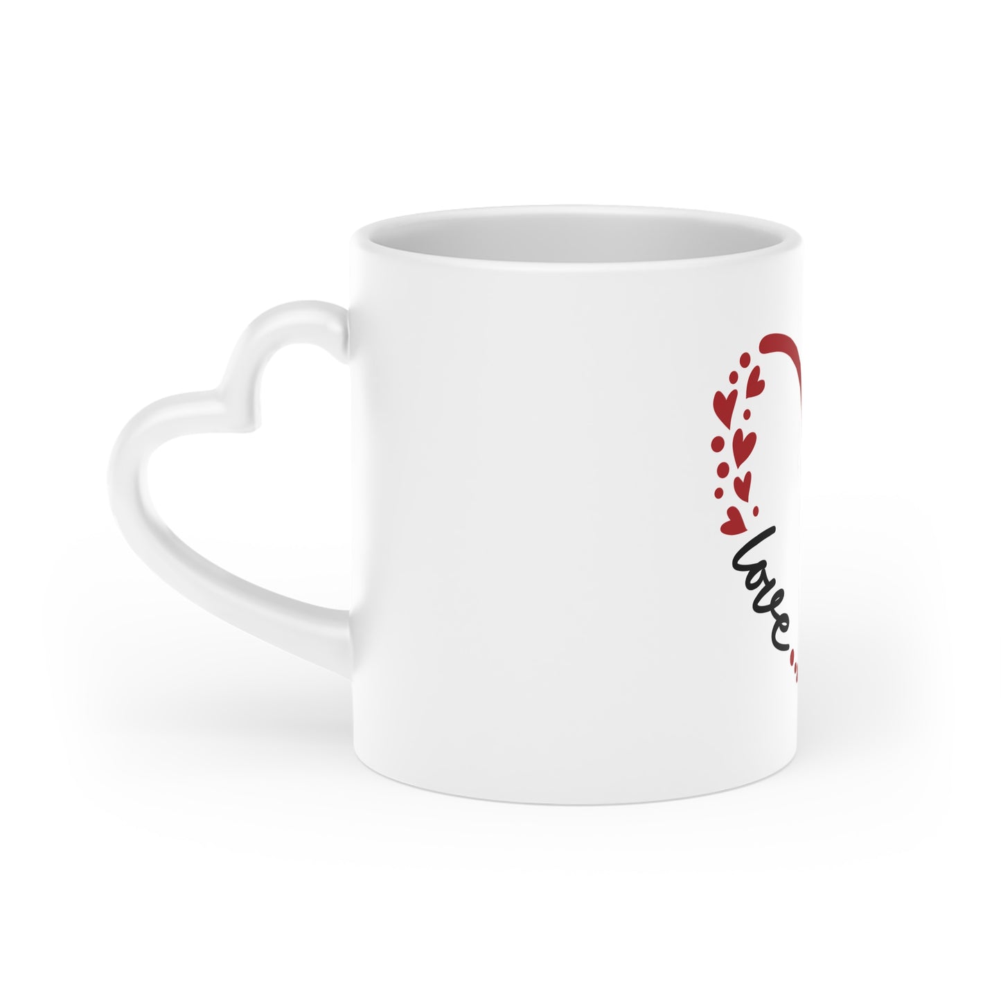 Love Heart Mug — Red Heart Outline with 'love...' Script | Valentine's Day Gift