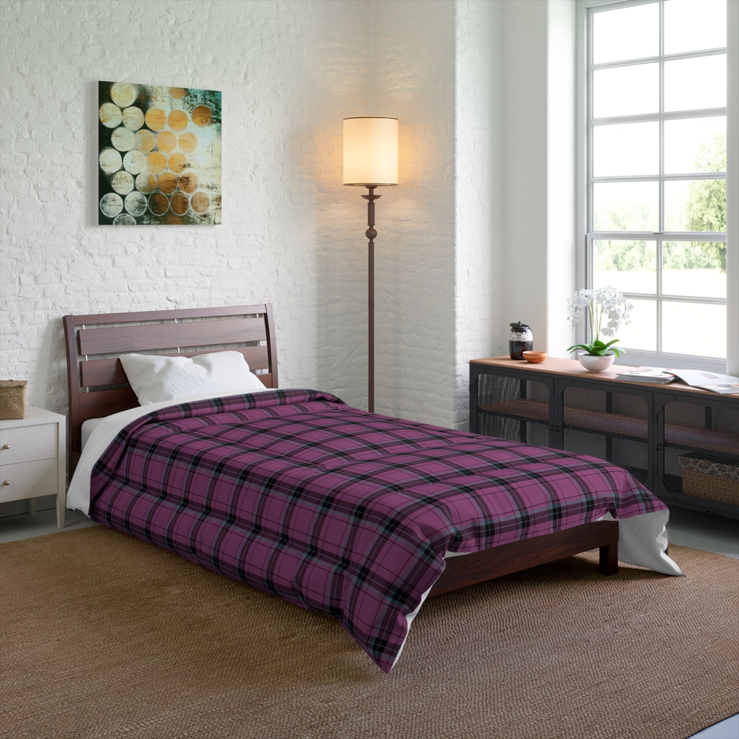 Plaid Comforter — Purple & Black Tartan Bedding