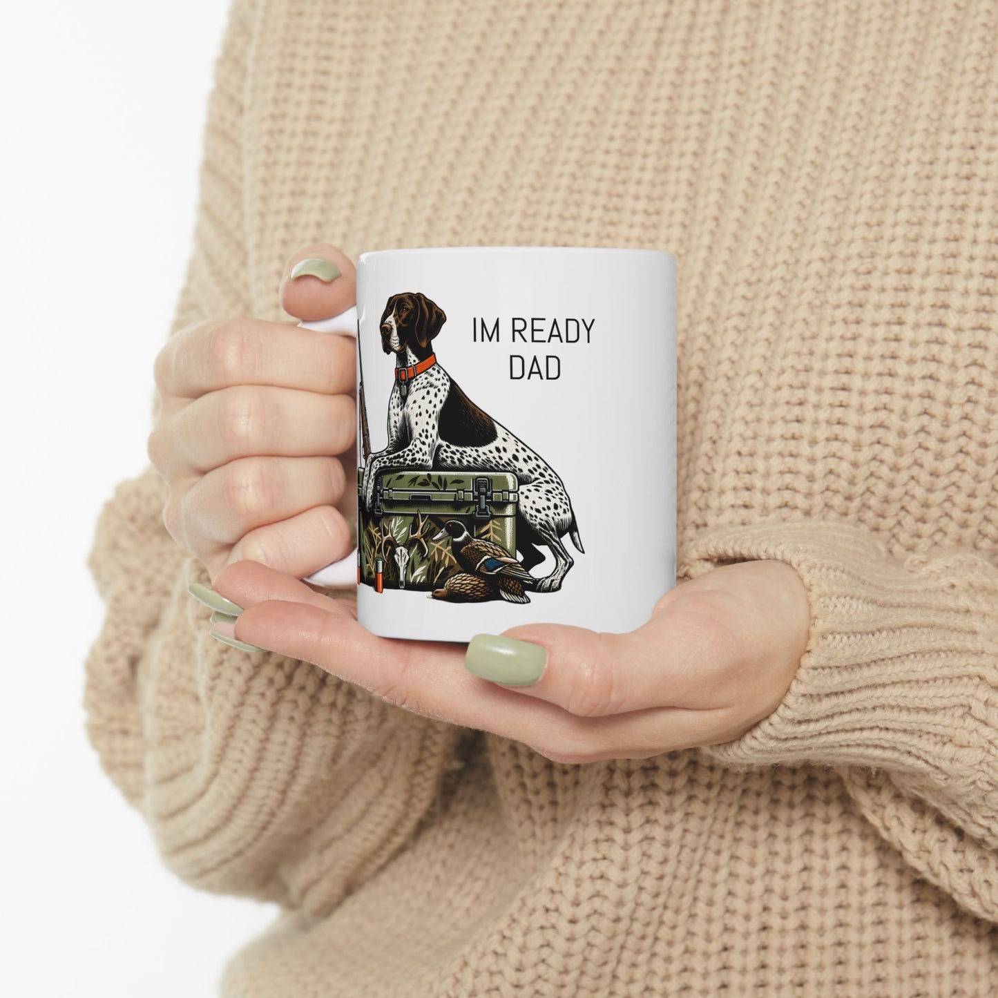 German Shorthaired Pointer hunting dog Mug | Ceramic Mug with Retriever, Duck Decoy, Rifle