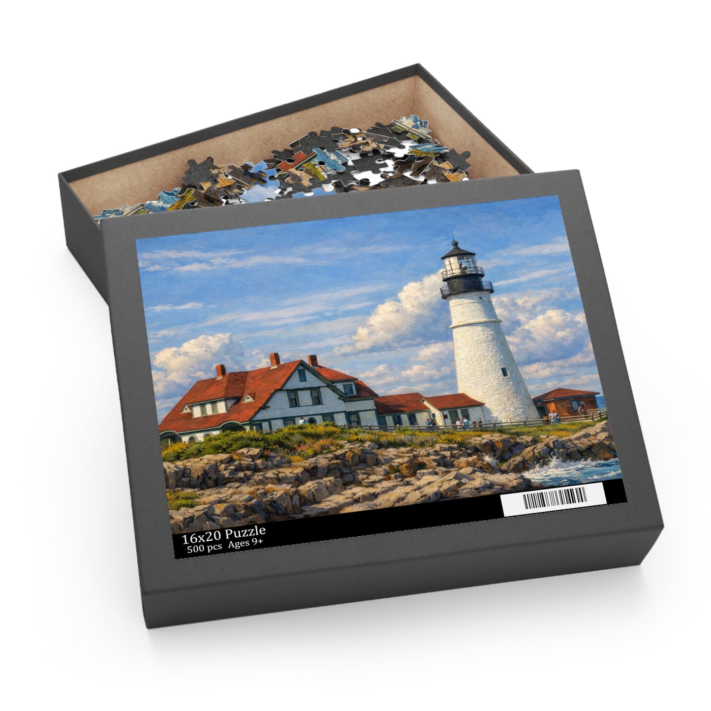 Portland Maine Lighthouse Jigsaw Puzzle — 120/252/500-Piece Coastal Scenic Puzzle