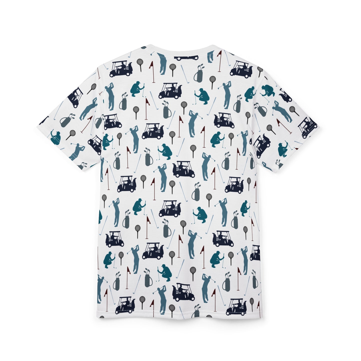 Golf Pattern Tee | All-Over Print Golfers, Clubs, Carts