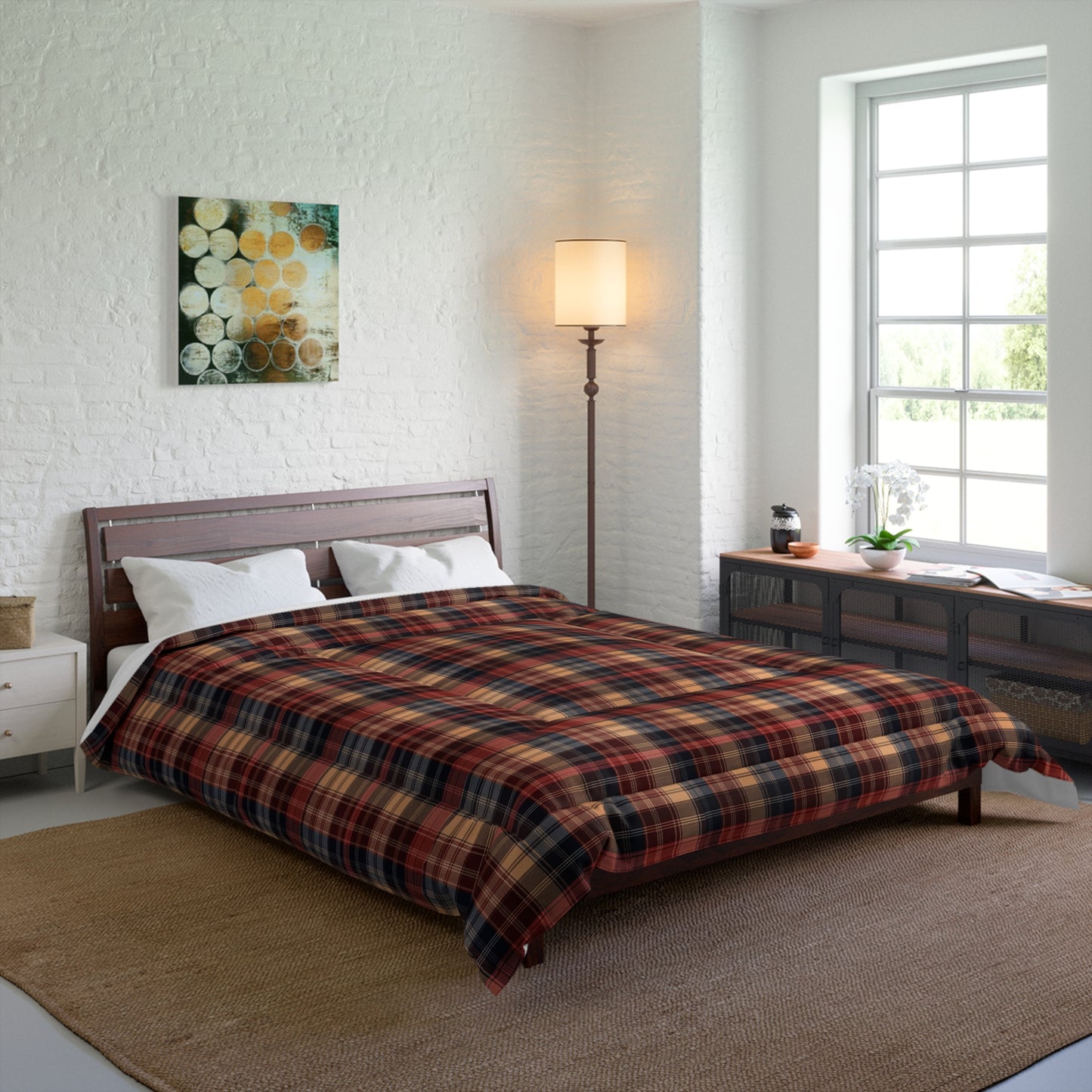 Buffalo Check Plaid Comforter — Rustic Red & Navy Bedding