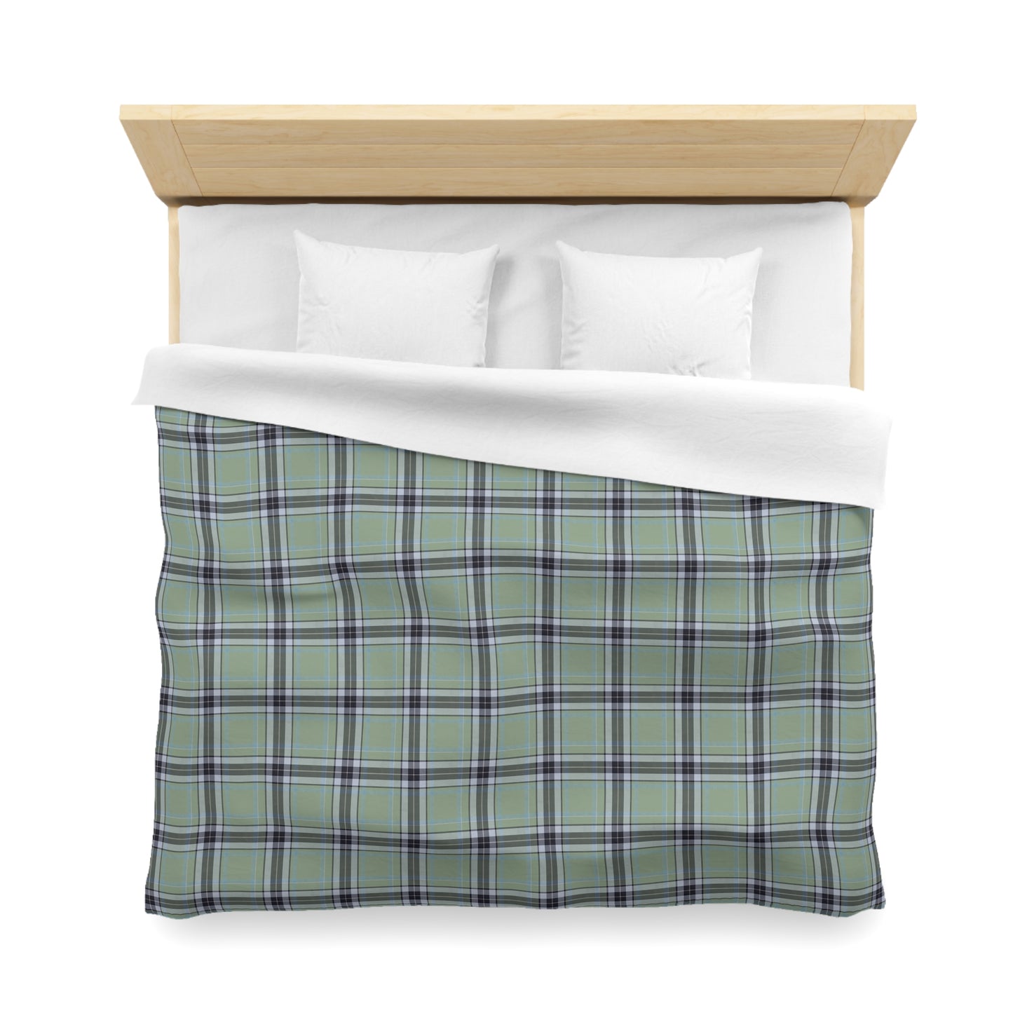 Green Plaid Pattern Microfiber Duvet Cover | Tartan Check Bedding