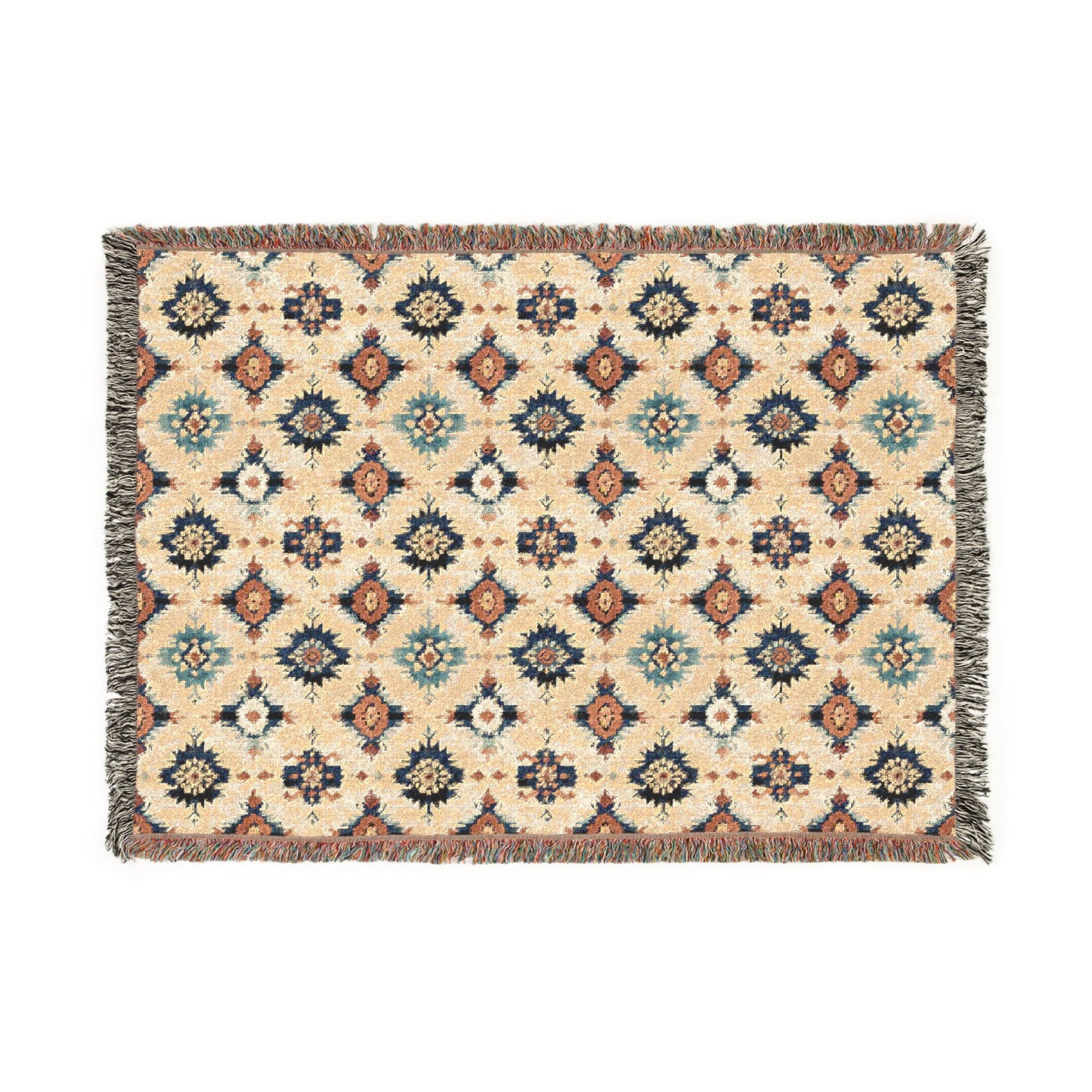 Bohemian Woven Blanket — Reversible Moroccan Tile Throw