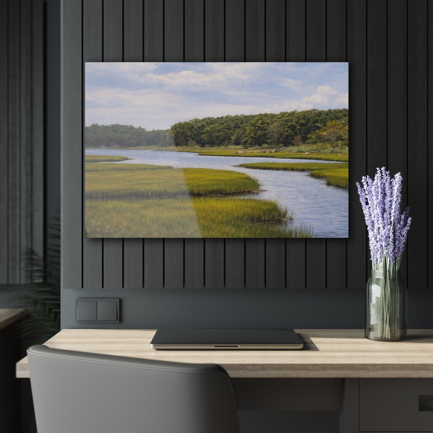 Marshland Serenity Acrylic Print – Scenic River Landscape Wall Art (French Cleat Hanging)