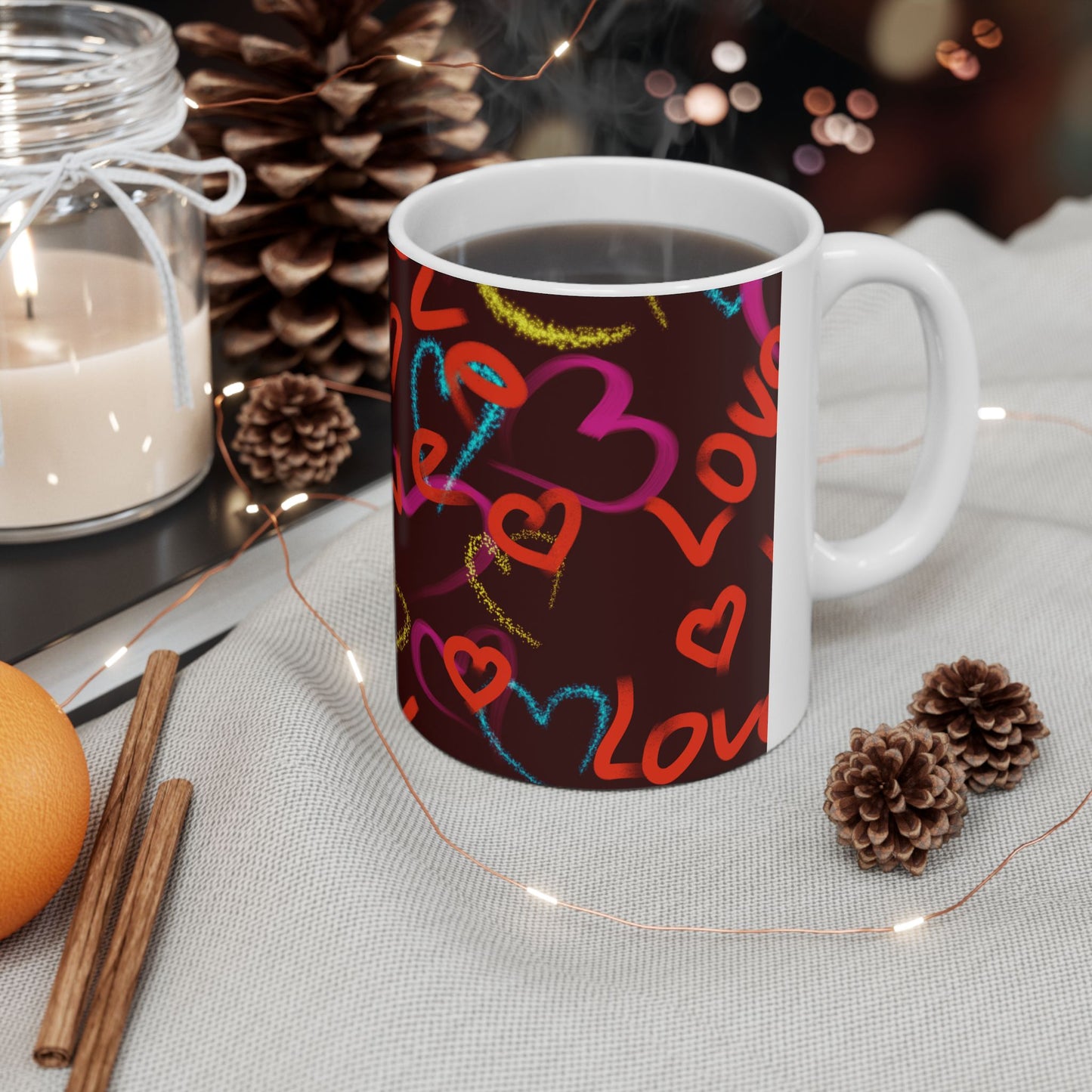 Valentine's Love Hearts Ceramic Mug (11oz & 15oz) – Valentine's Day Gift