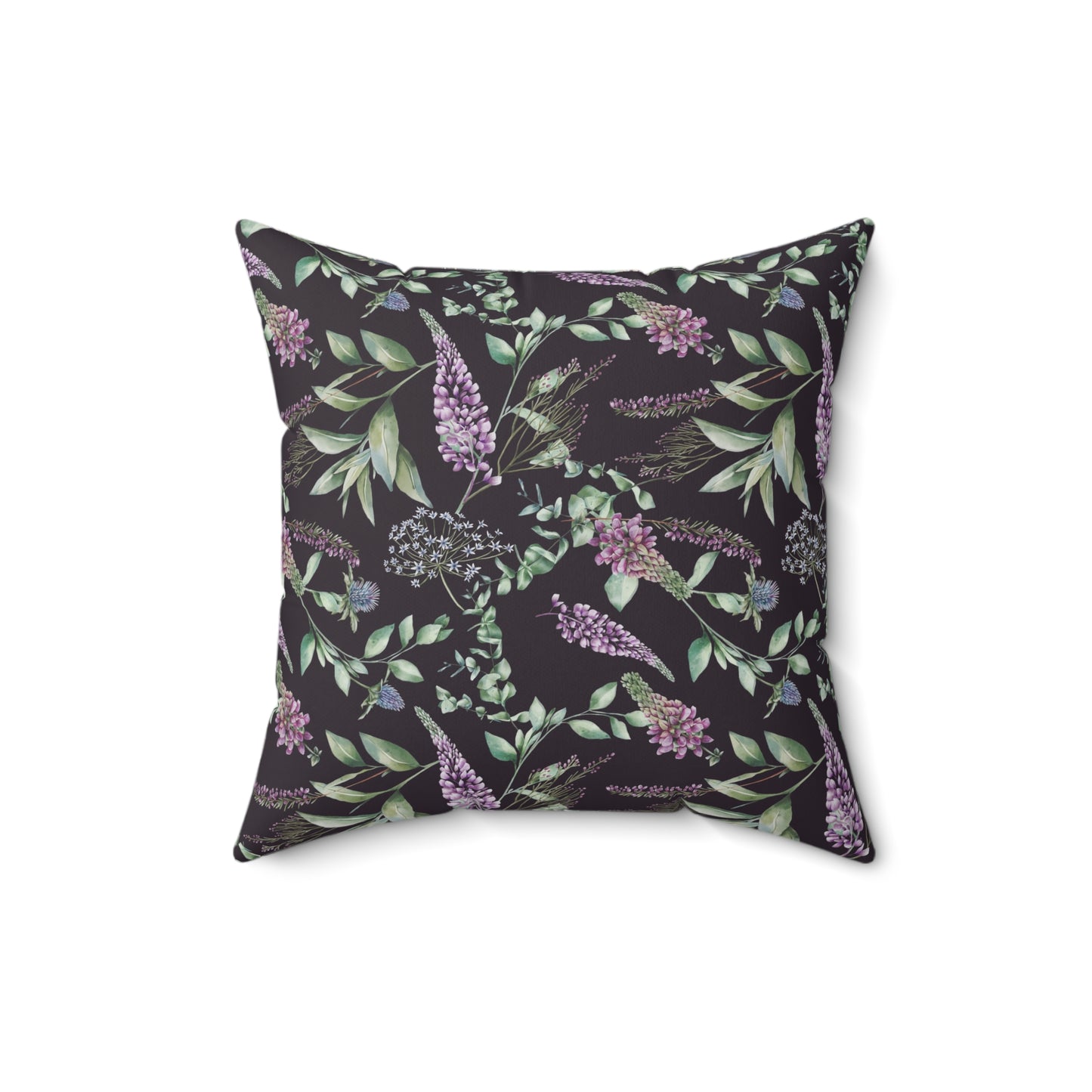 Purple Lilac Floral Pillow | Square Polyester Throw Pillow, Botanical Accent