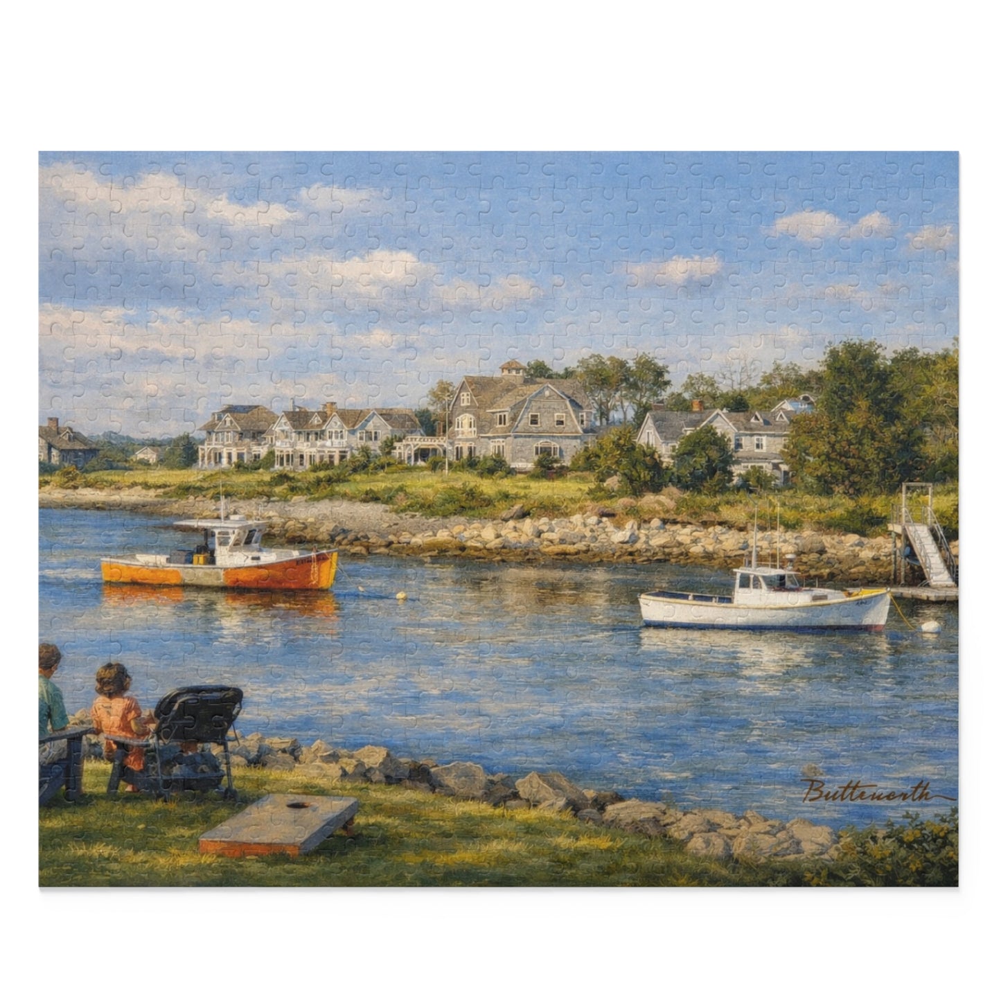 Kennebunkport Coastal Harbor Puzzle — Scenic Maine Beach Jigsaw (120/252/500 pc)
