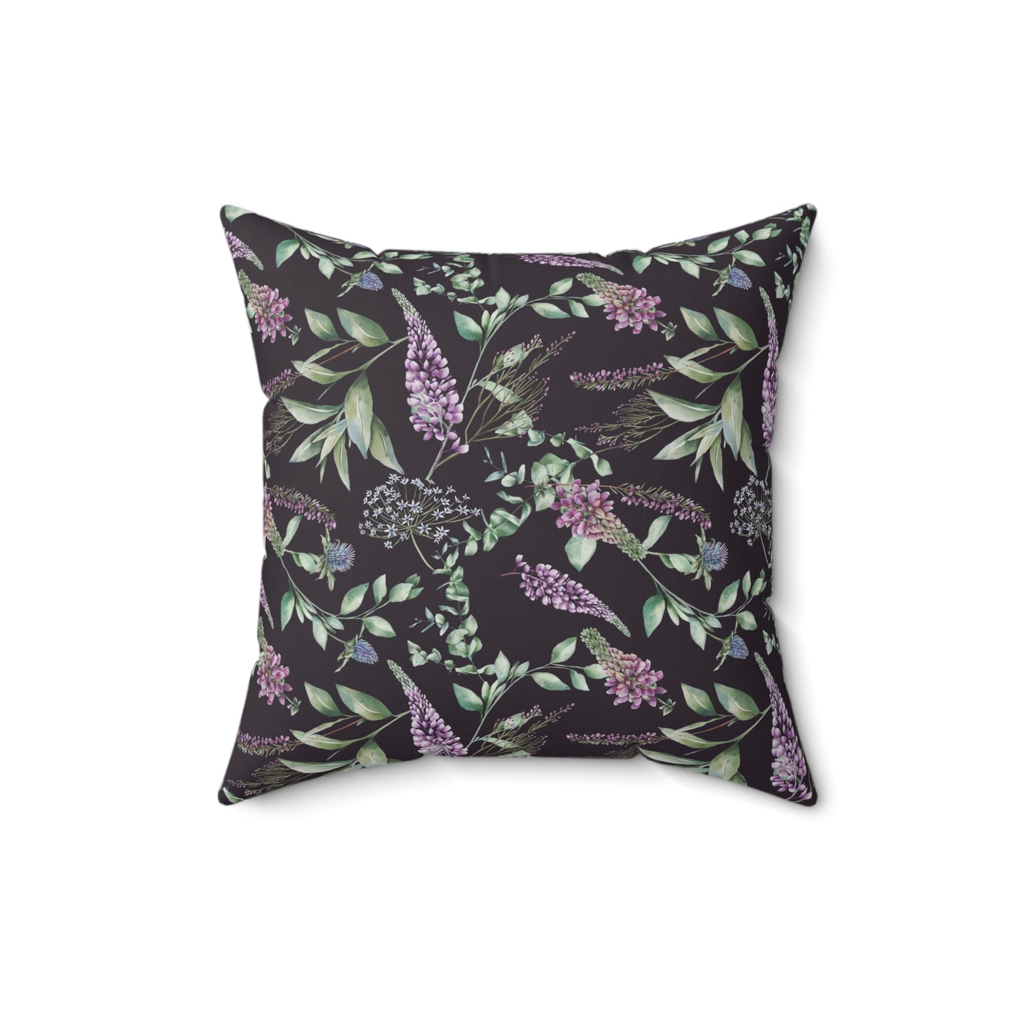 Purple Lilac Floral Pillow | Square Polyester Throw Pillow, Botanical Accent